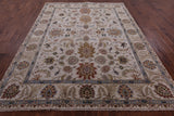 Ivory Persian Tabriz Hand Knotted Wool Rug - 7' 8" X 9' 11" - Golden Nile