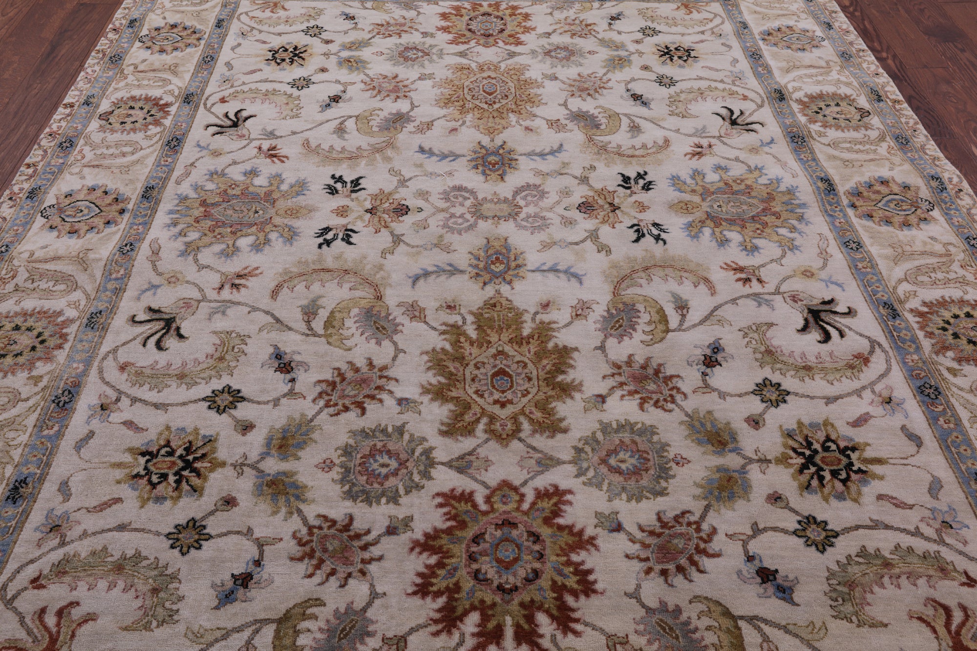 Ivory Persian Tabriz Hand Knotted Wool Rug - 7' 8" X 9' 11" - Golden Nile