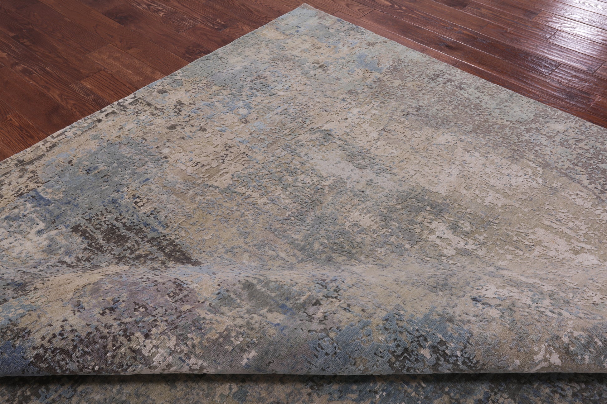 Abstract Modern Hand Knotted Wool & Silk Rug - 9' 2" X 12' 1" - Golden Nile