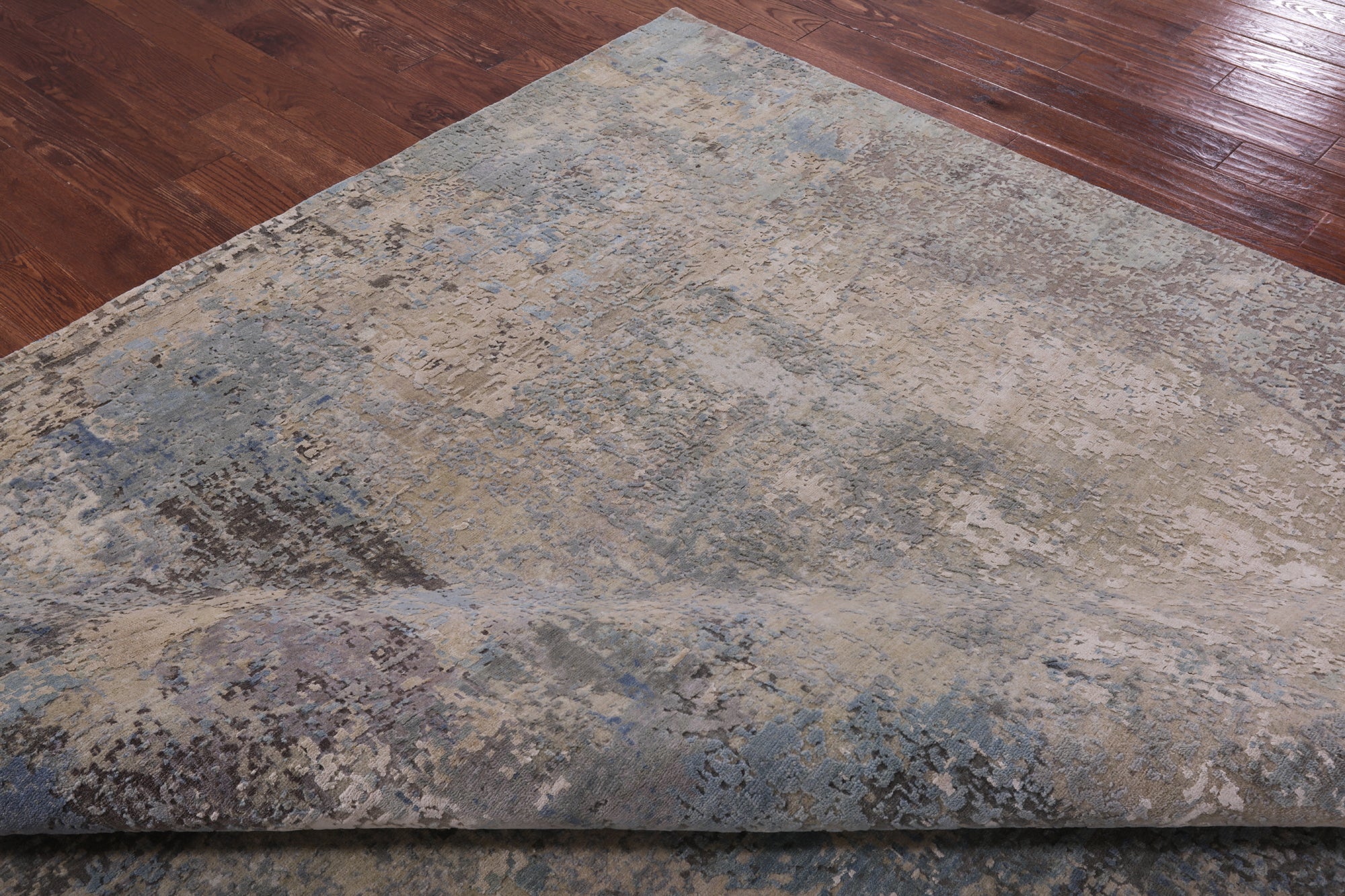 Abstract Modern Hand Knotted Wool & Silk Rug - 9' 2" X 12' 1" - Golden Nile