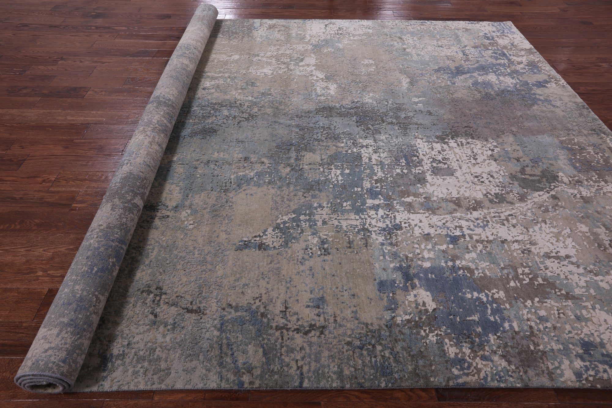 Abstract Modern Hand Knotted Wool & Silk Rug - 9' 2" X 12' 1" - Golden Nile