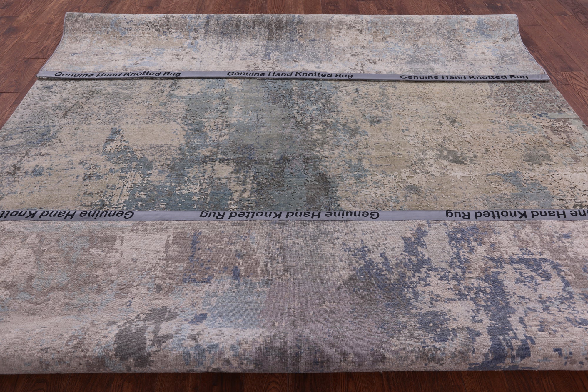 Abstract Modern Hand Knotted Wool & Silk Rug - 9' 2" X 12' 1" - Golden Nile