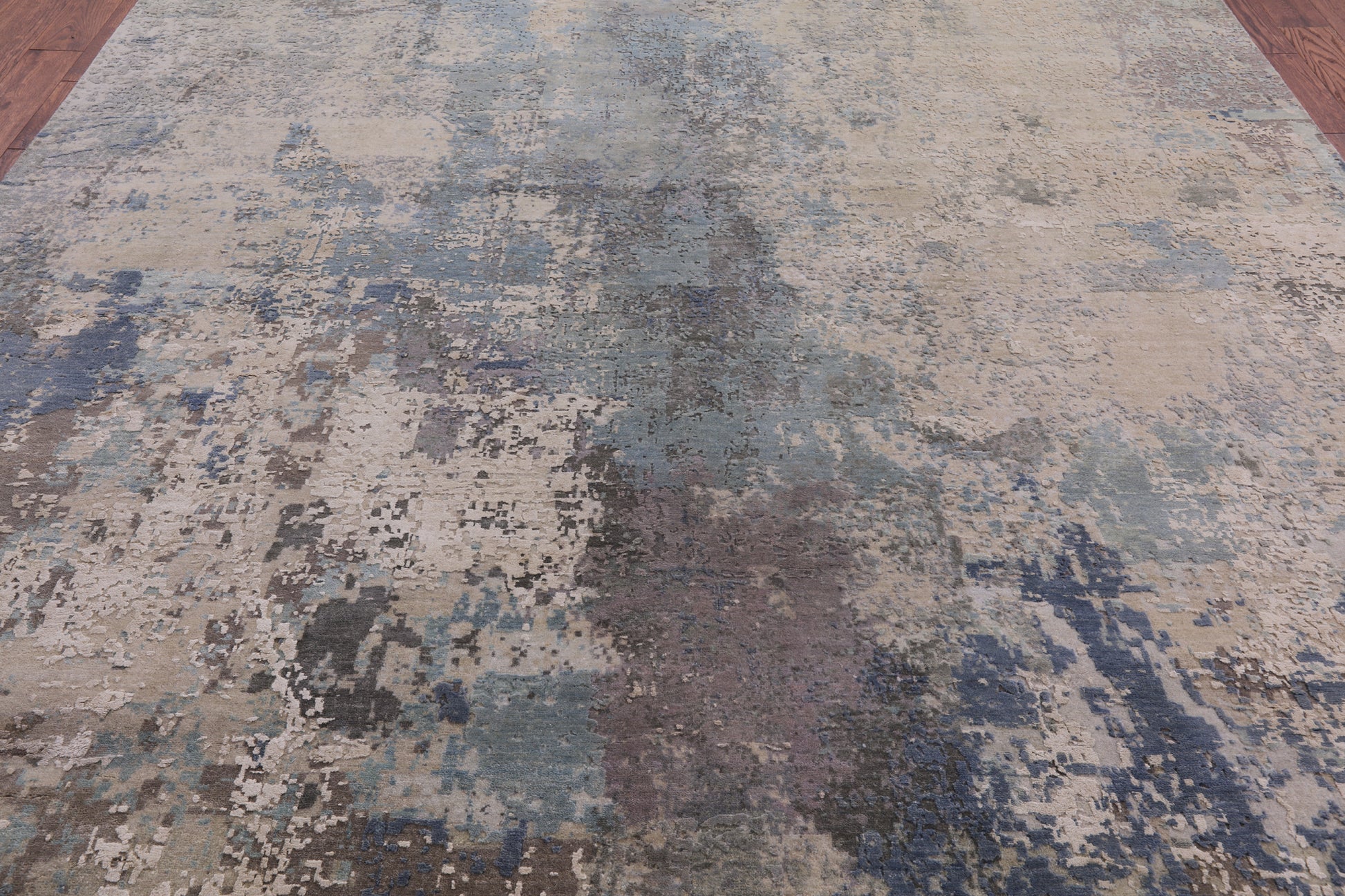 Abstract Modern Hand Knotted Wool & Silk Rug - 9' 2" X 12' 1" - Golden Nile