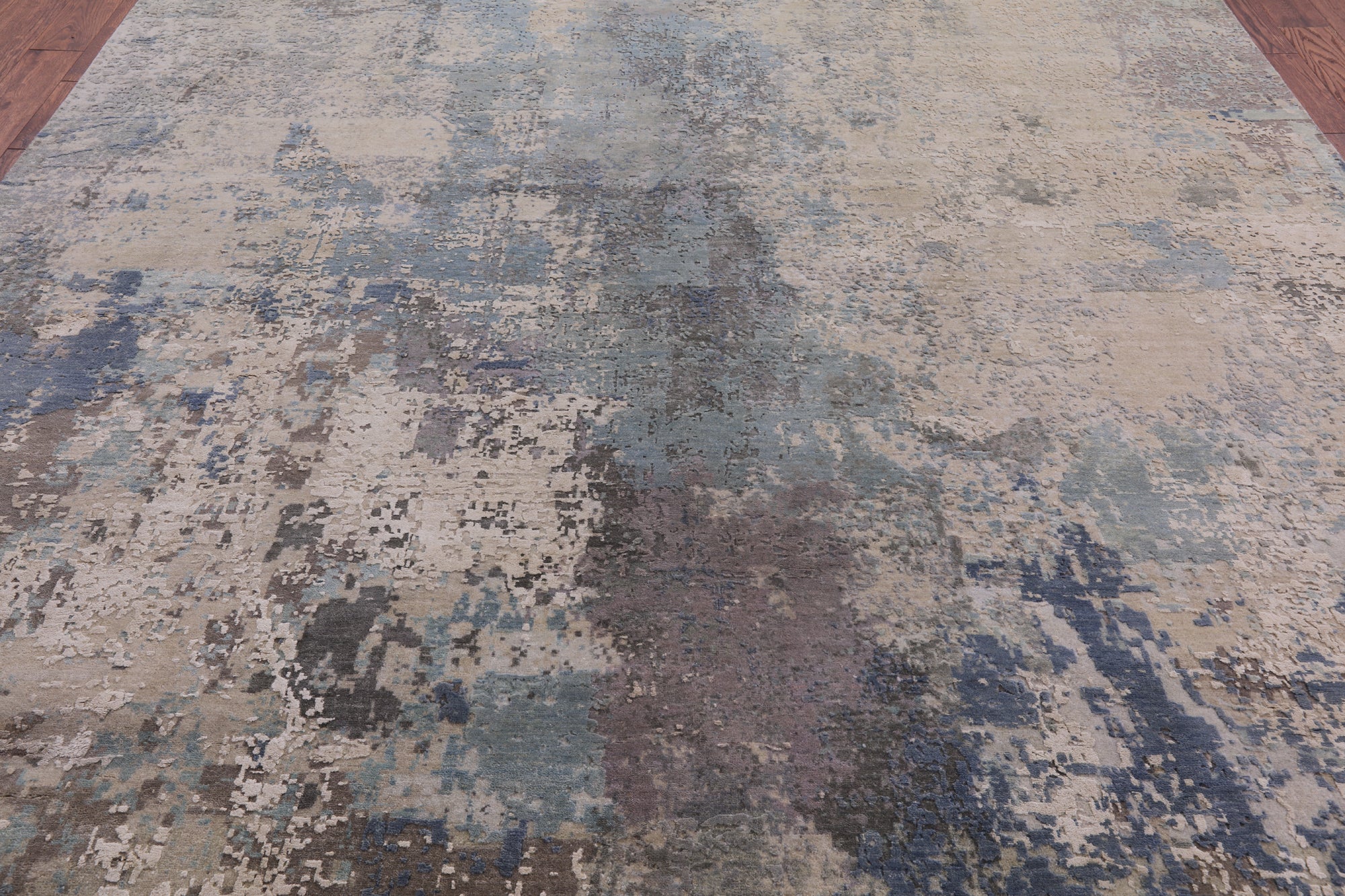 Abstract Modern Hand Knotted Wool & Silk Rug - 9' 2" X 12' 1" - Golden Nile