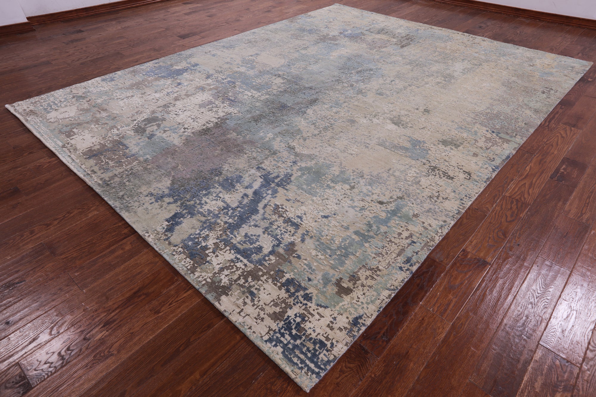 Abstract Modern Hand Knotted Wool & Silk Rug - 9' 2" X 12' 1" - Golden Nile