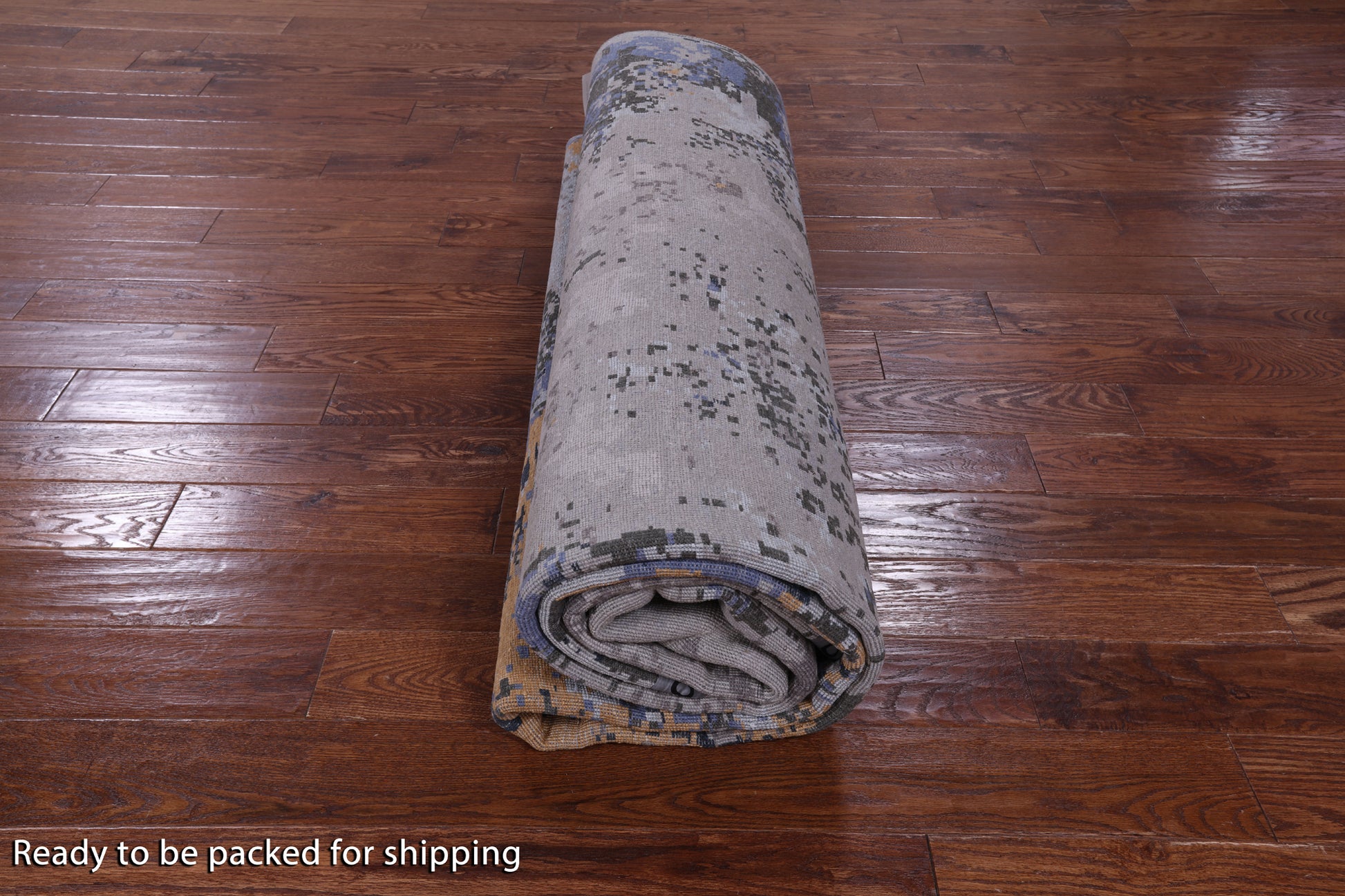 Abstract Modern Hand Knotted Wool & Silk Rug - 8' 10" X 12' 0" - Golden Nile