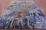 Abstract Modern Hand Knotted Wool & Silk Rug - 8' 10" X 12' 0" - Golden Nile