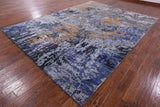 Abstract Modern Hand Knotted Wool & Silk Rug - 8' 10" X 12' 0" - Golden Nile