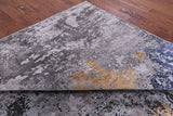 Abstract Modern Hand Knotted Wool & Silk Rug - 8' 10" X 12' 0" - Golden Nile