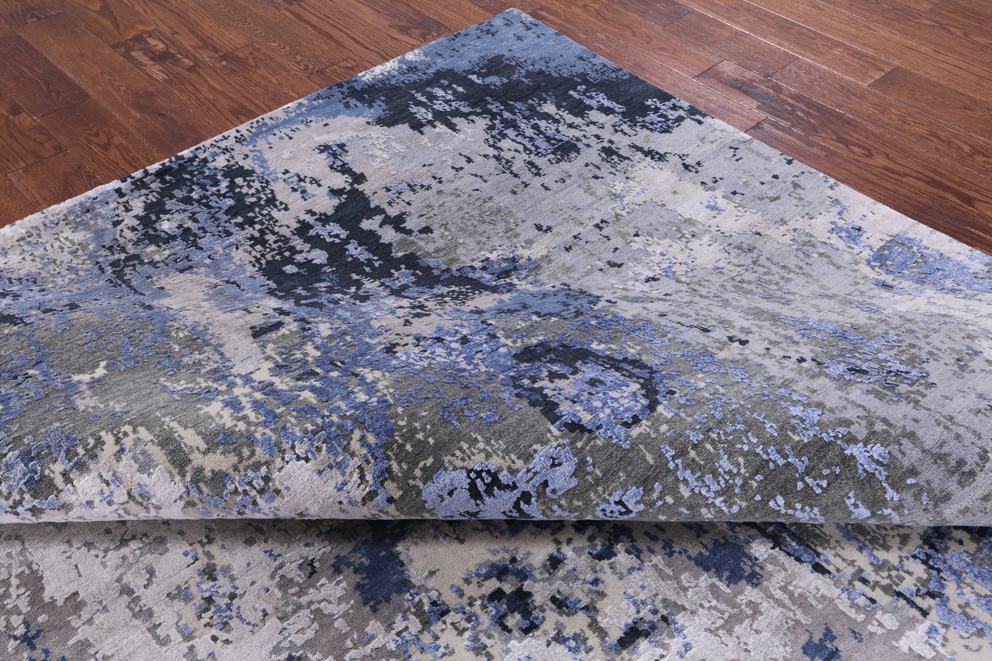 Abstract Contemporary Hand Knotted Wool & Silk Rug - 8' 11" X 12' 0" - Golden Nile