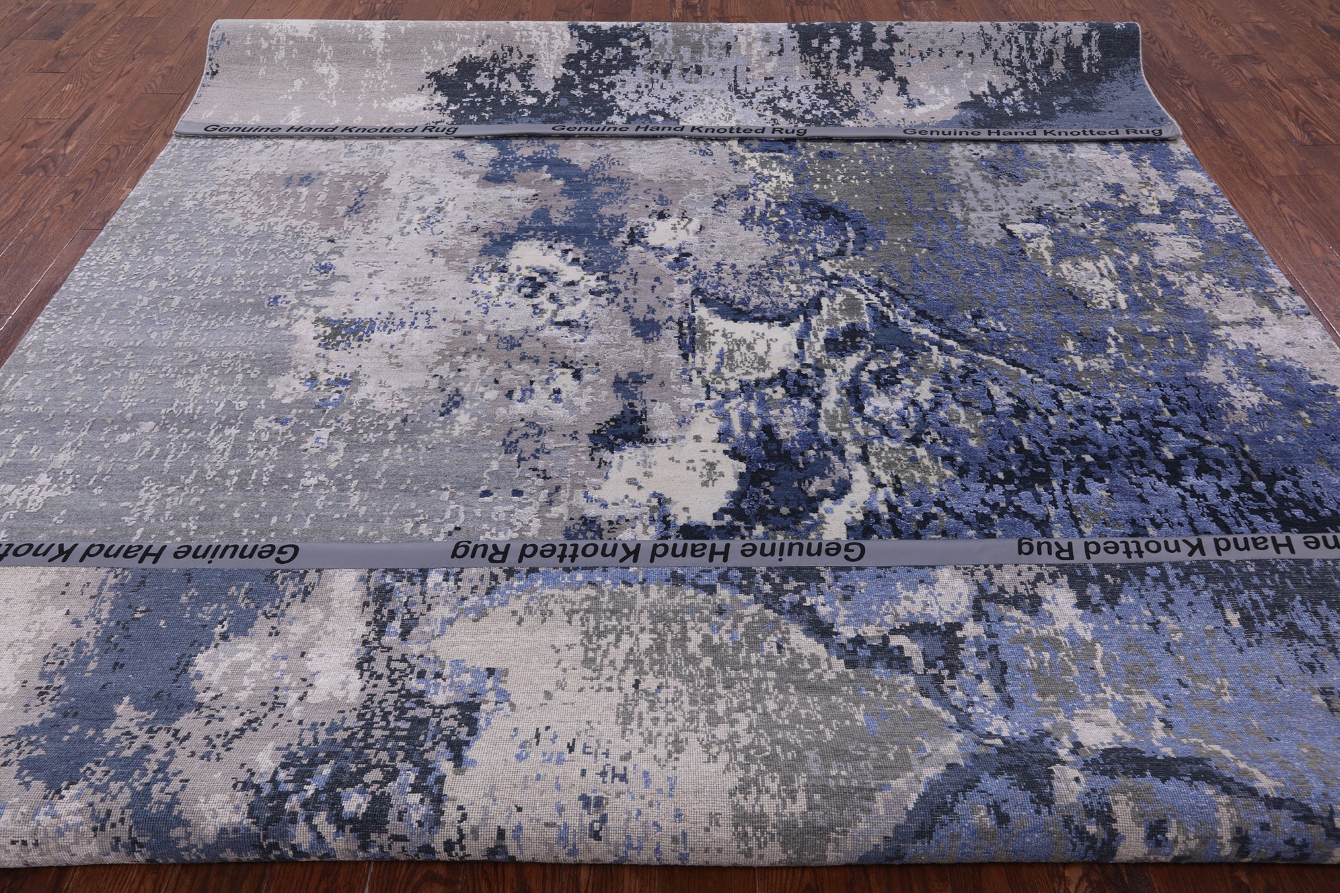 Abstract Contemporary Hand Knotted Wool & Silk Rug - 8' 11" X 12' 0" - Golden Nile