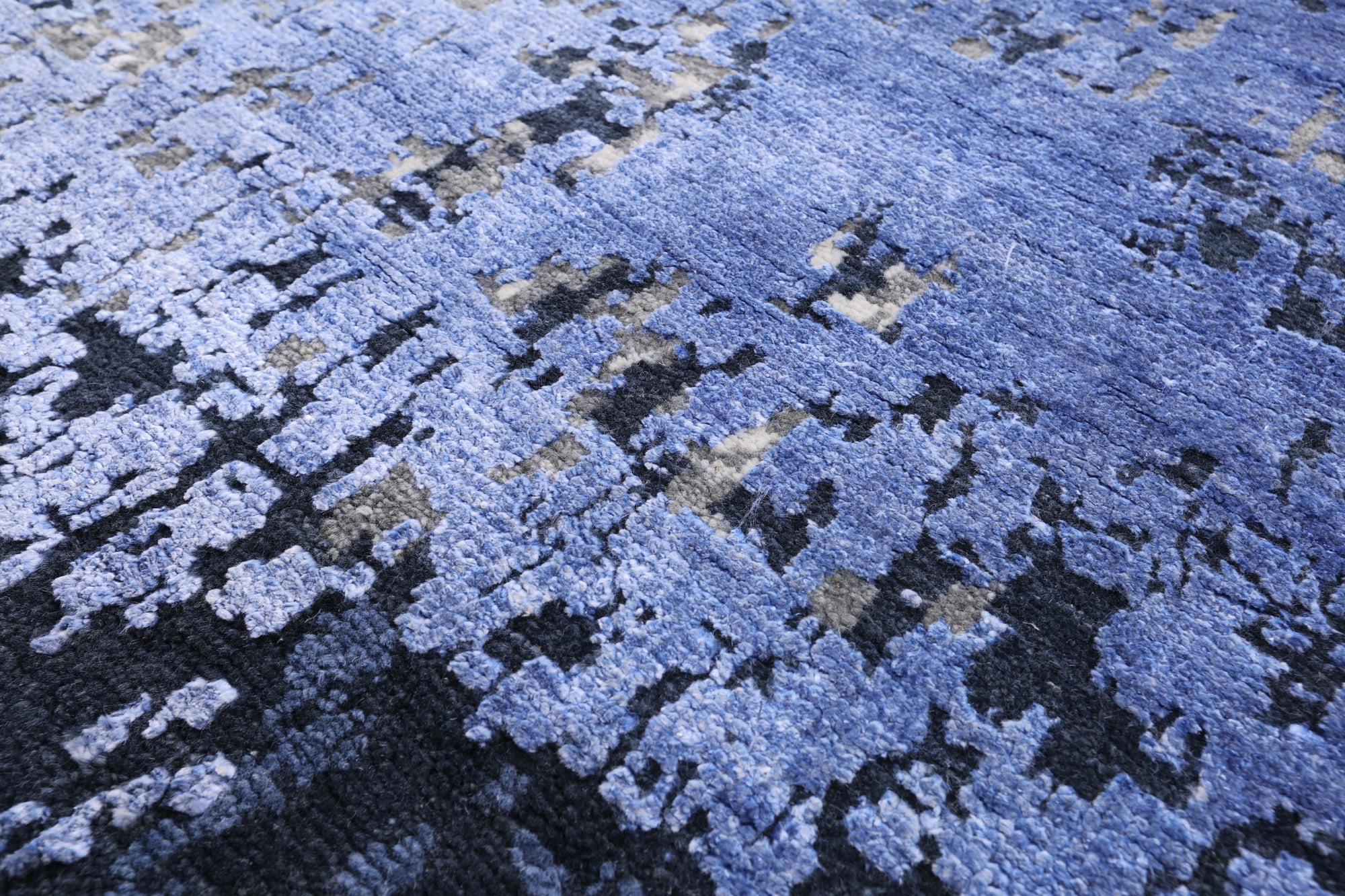 Abstract Contemporary Hand Knotted Wool & Silk Rug - 8' 11" X 12' 0" - Golden Nile