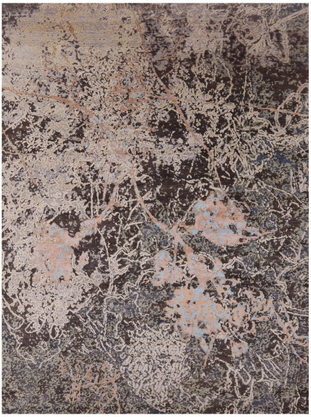 Abstract Modern Handmade Wool & Silk Rug - 8' 11" X 11' 9" - Golden Nile