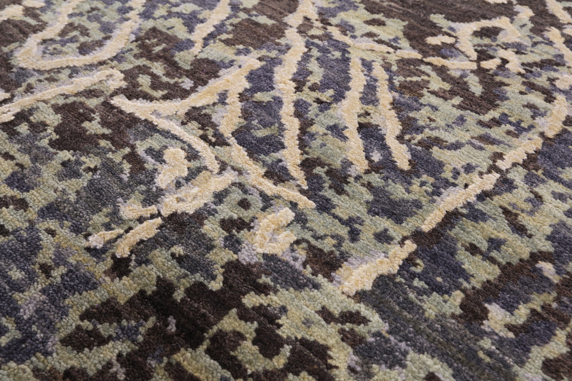 Abstract Modern Handmade Wool & Silk Rug - 8' 11" X 11' 9" - Golden Nile