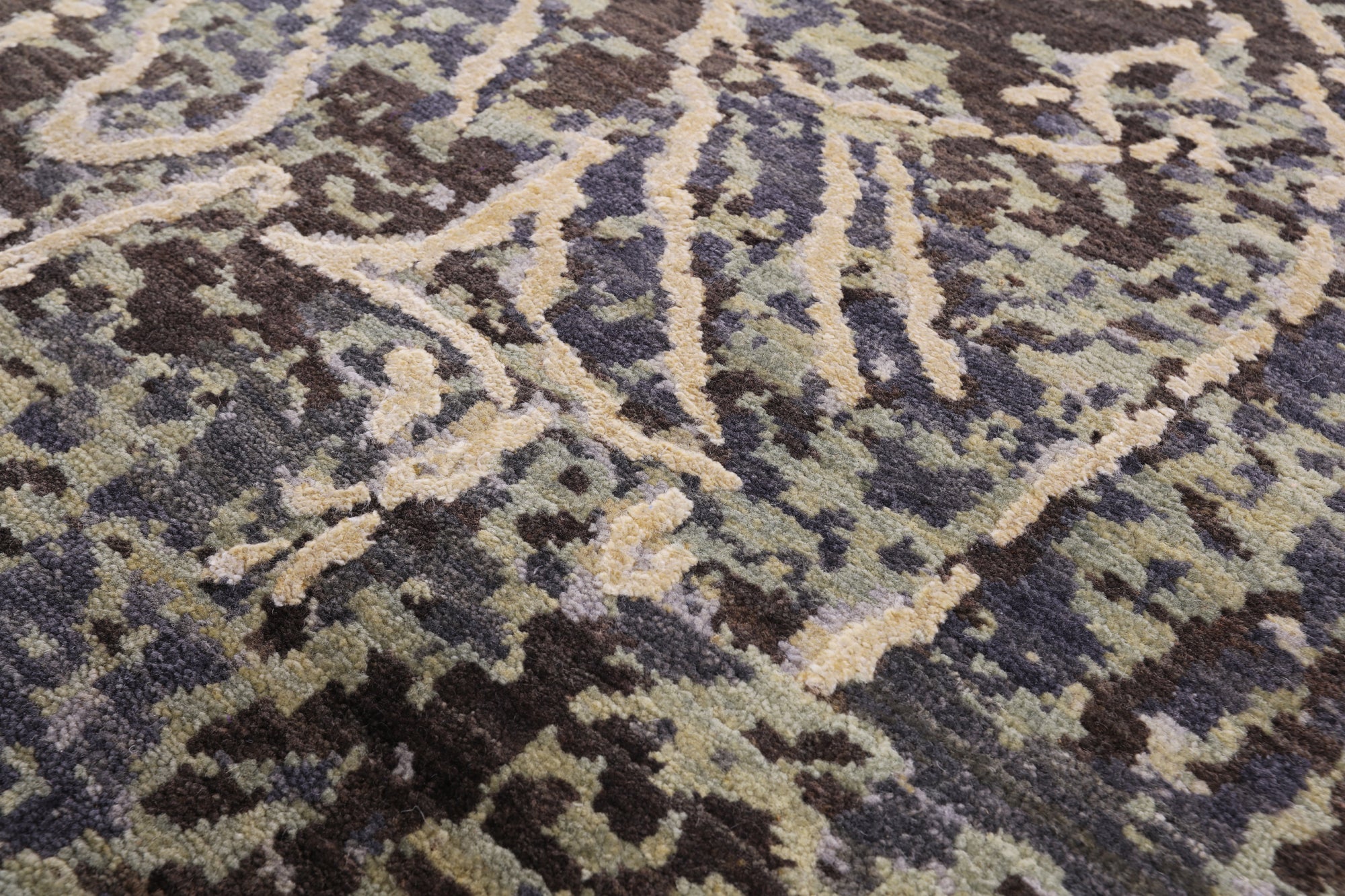 Abstract Modern Handmade Wool & Silk Rug - 8' 11" X 11' 9" - Golden Nile