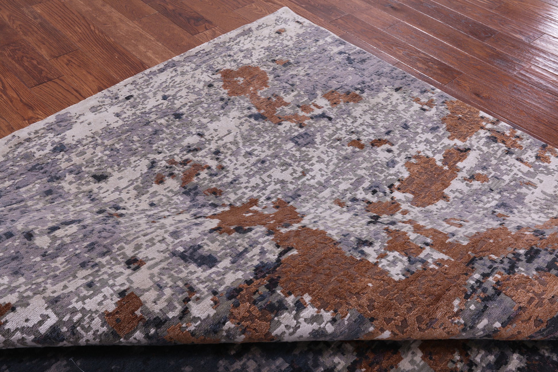Abstract Contemporary Handmade Wool & Silk Rug - 8' 0" X 10' 1" - Golden Nile