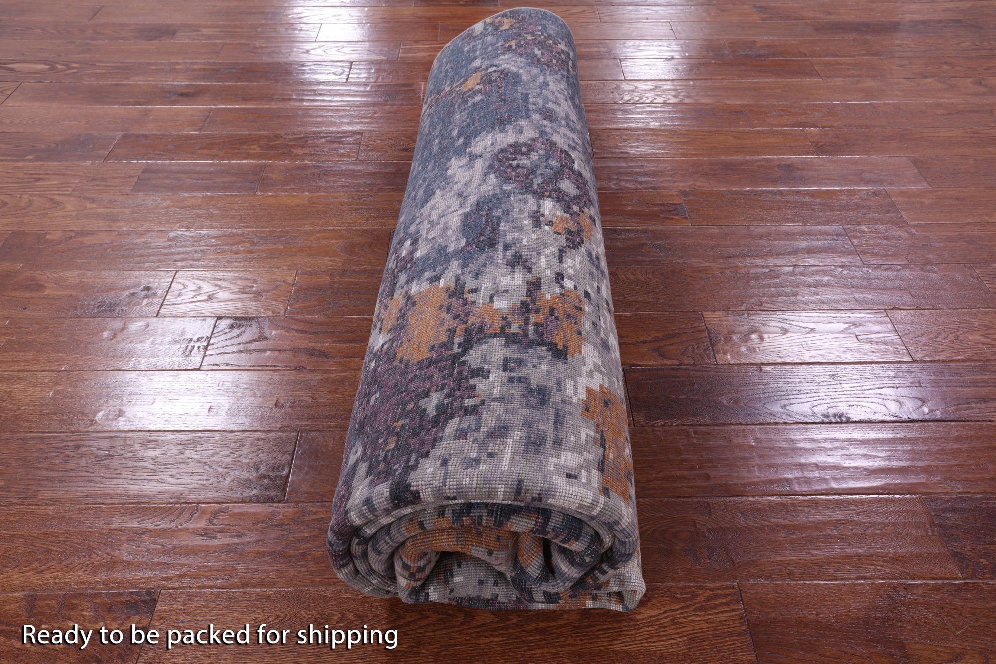 Abstract Contemporary Handmade Wool & Silk Rug - 8' 0" X 10' 1" - Golden Nile