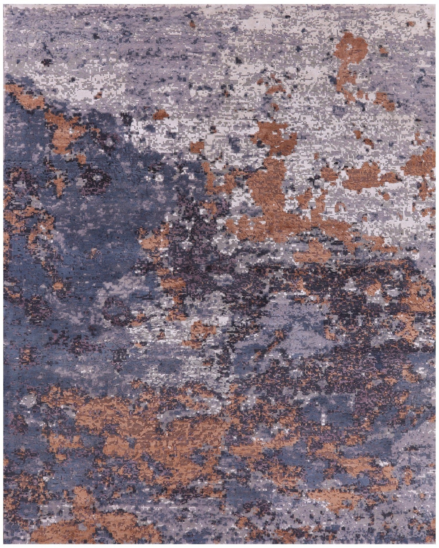 Abstract Contemporary Handmade Wool & Silk Rug - 8' 0" X 10' 1" - Golden Nile