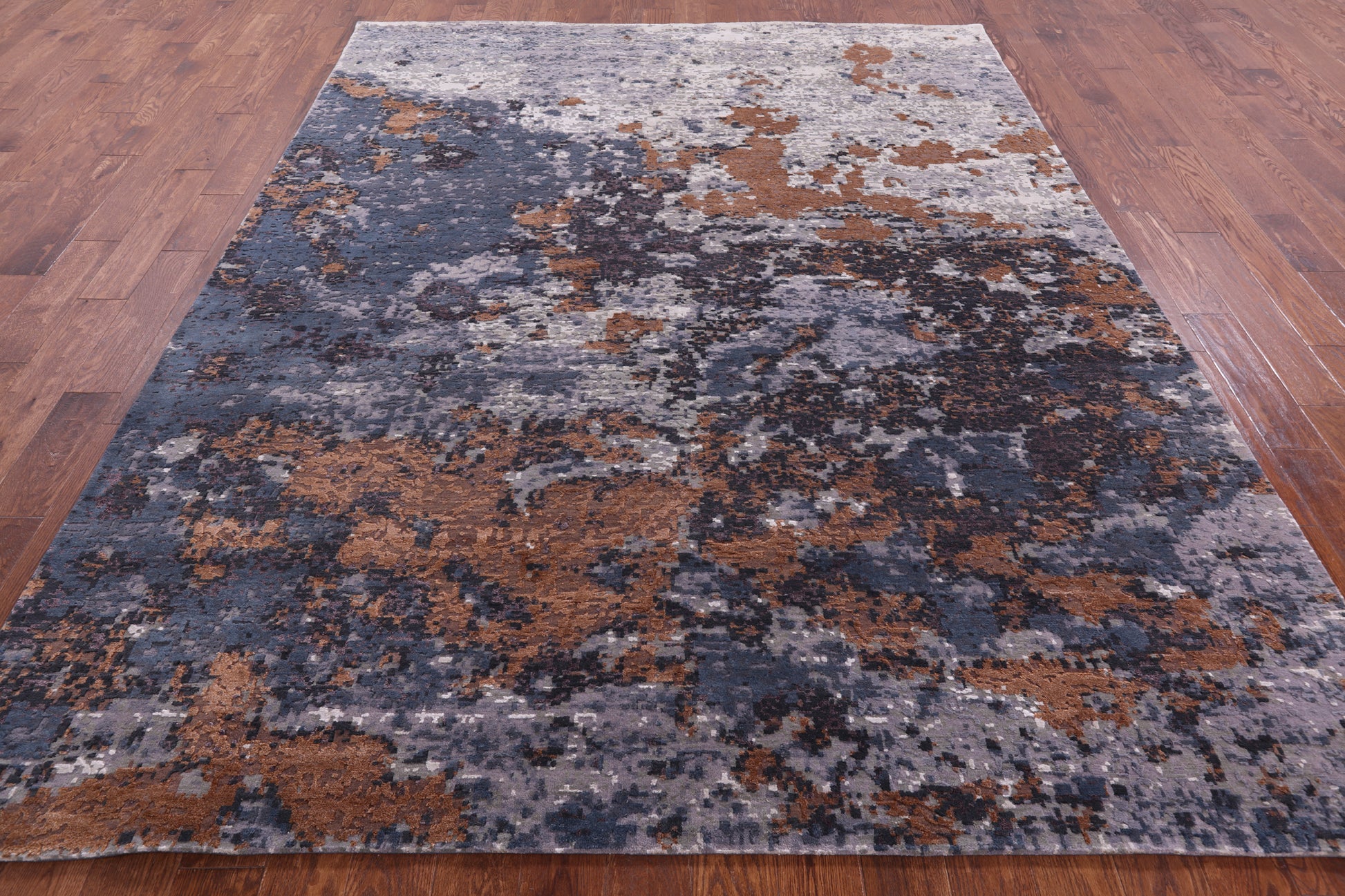 Abstract Contemporary Handmade Wool & Silk Rug - 8' 0" X 10' 1" - Golden Nile