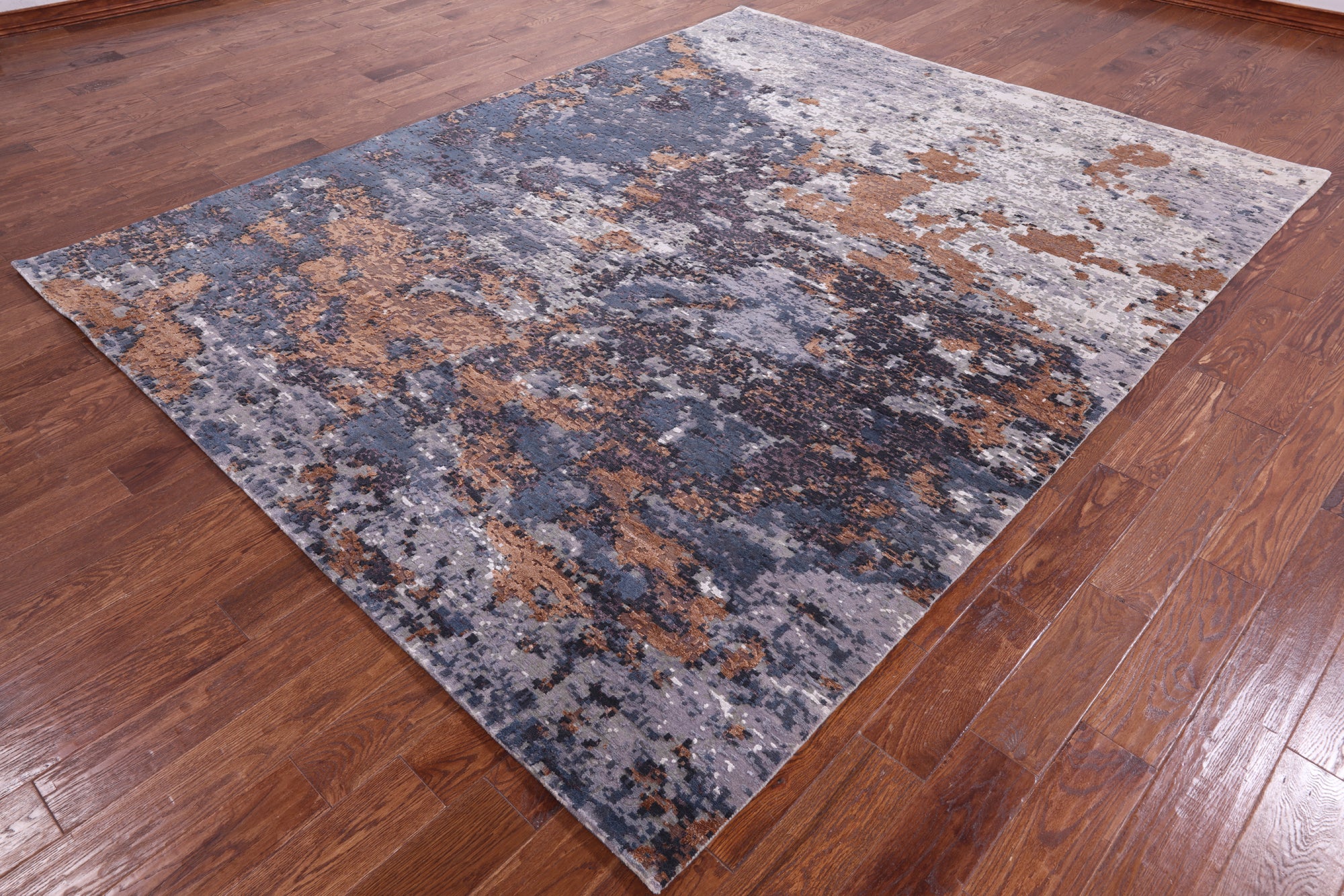 Abstract Contemporary Handmade Wool & Silk Rug - 8' 0" X 10' 1" - Golden Nile