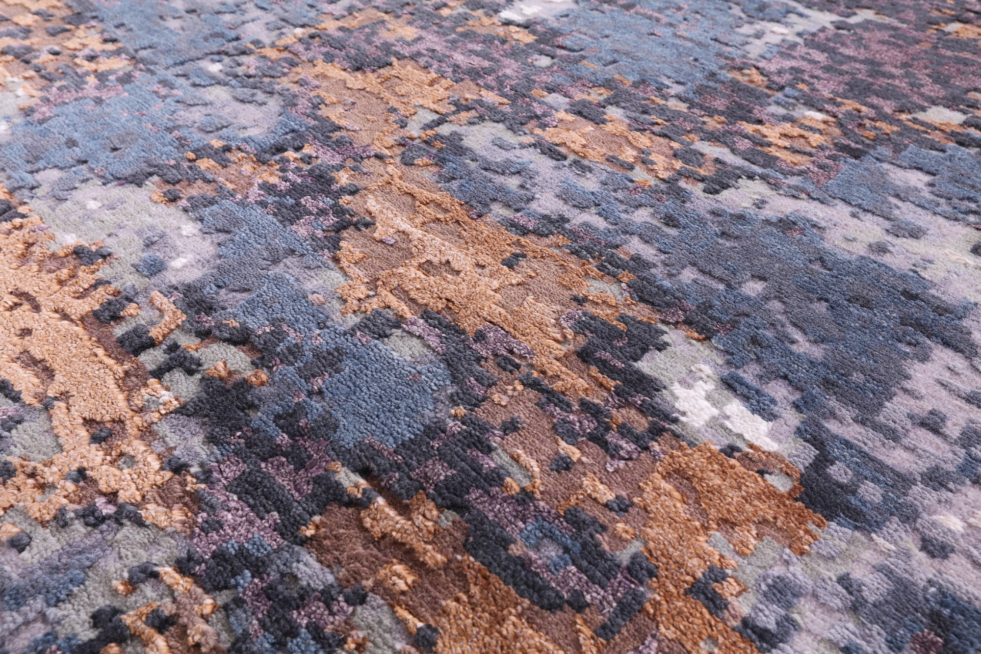 Abstract Contemporary Handmade Wool & Silk Rug - 8' 0" X 10' 1" - Golden Nile