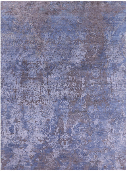 Abstract Contemporary Hand Knotted Wool & Silk Rug - 9' 0" X 12' 4" - Golden Nile