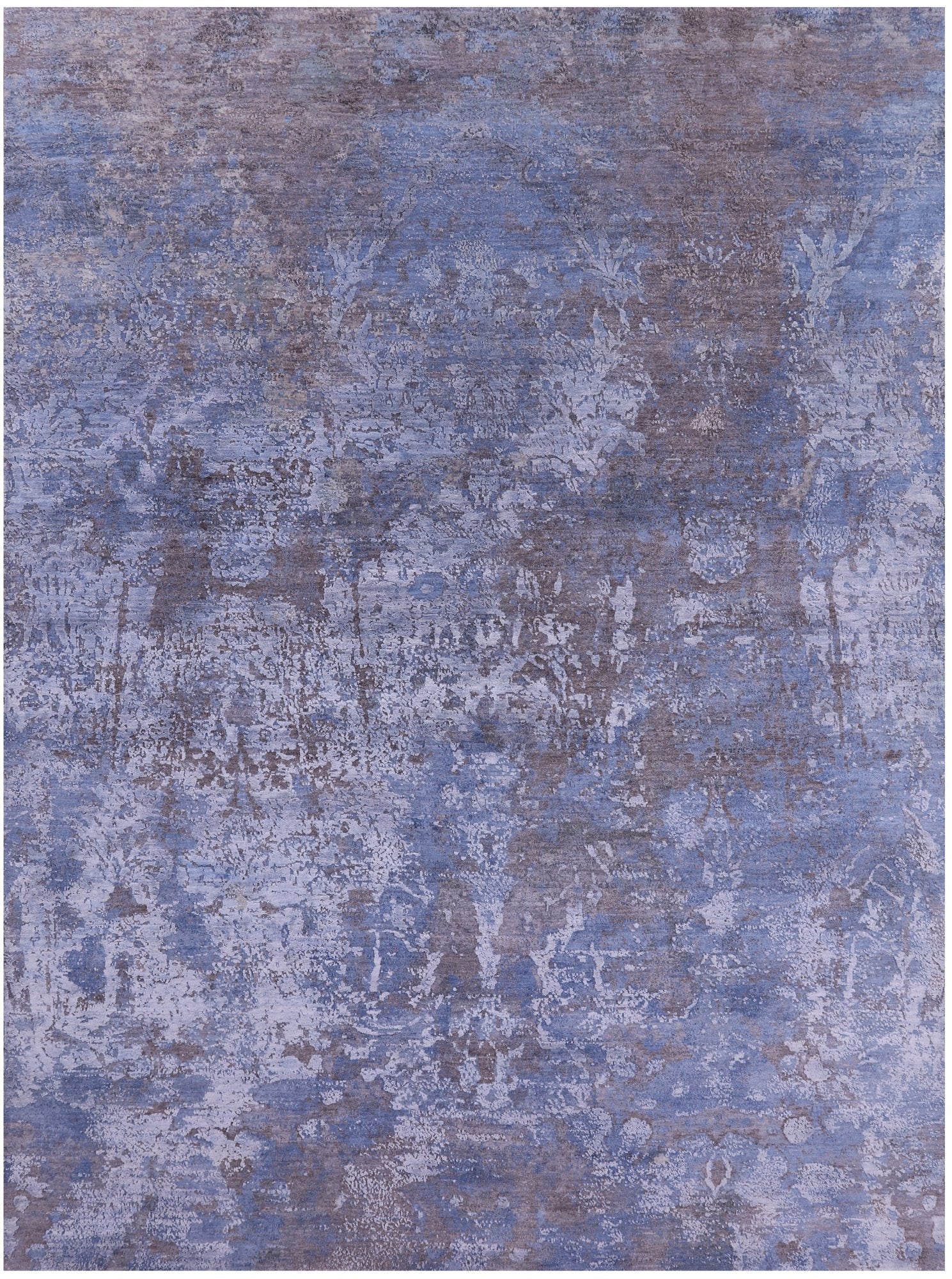 Abstract Contemporary Hand Knotted Wool & Silk Rug - 9' 0" X 12' 4" - Golden Nile
