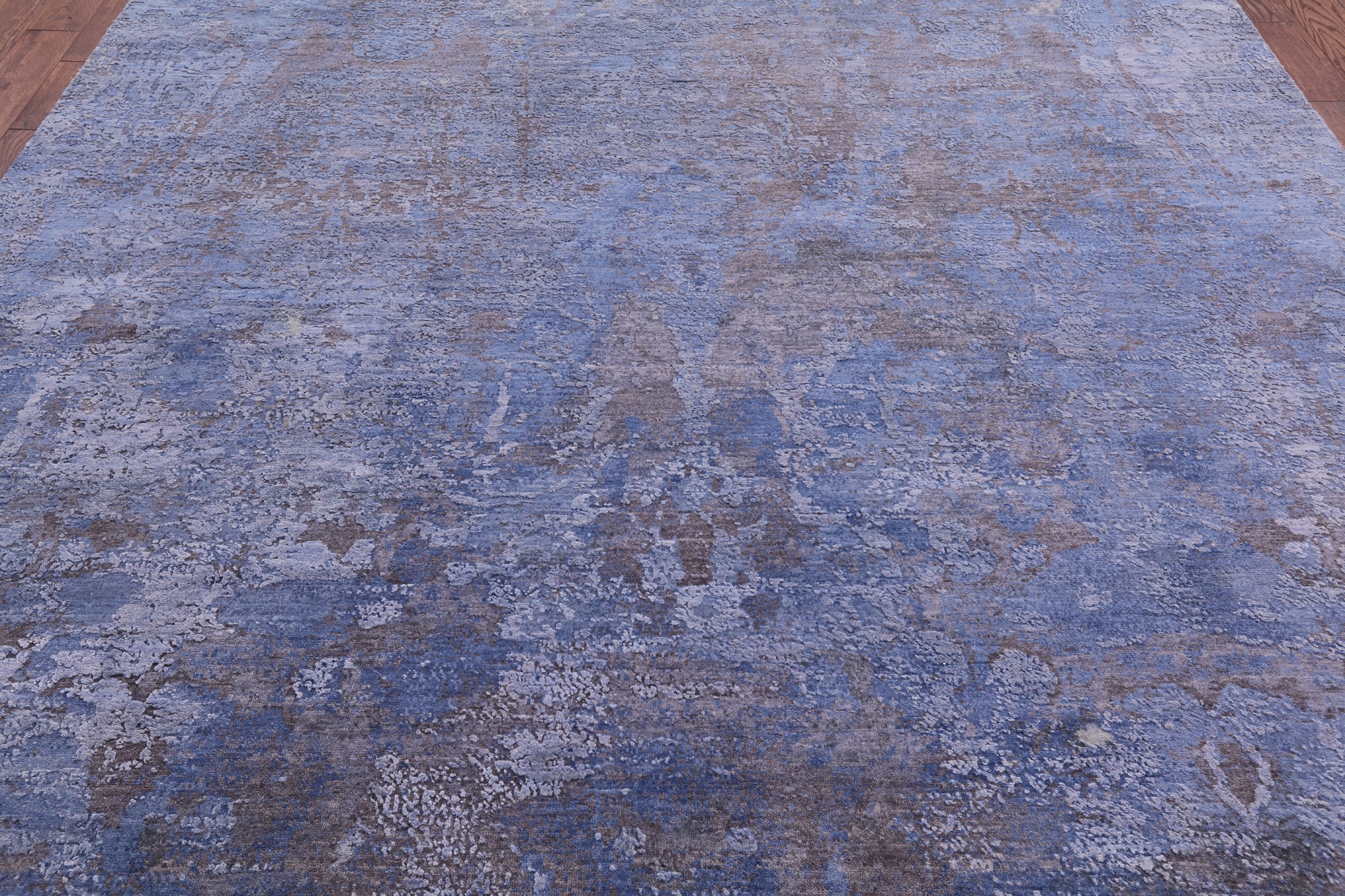 Abstract Contemporary Hand Knotted Wool & Silk Rug - 9' 0" X 12' 4" - Golden Nile