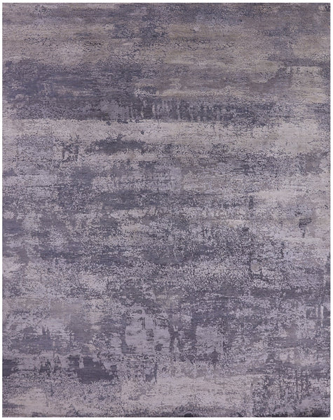 Abstract Contemporary Hand Knotted Wool & Silk Rug - 7' 11" X 9' 11" - Golden Nile