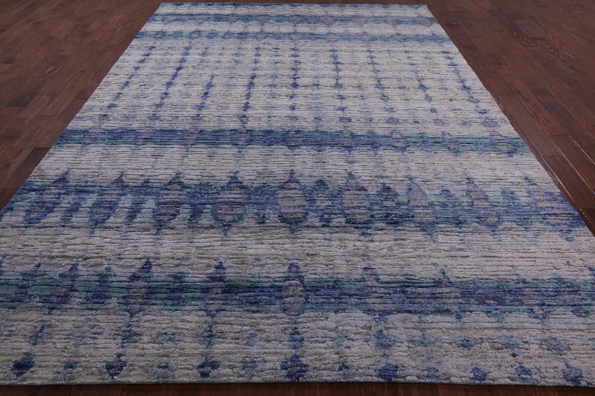 Contemporary Hand Knotted Wool & Silk Rug - 8' 8" X 12' 7" - Golden Nile