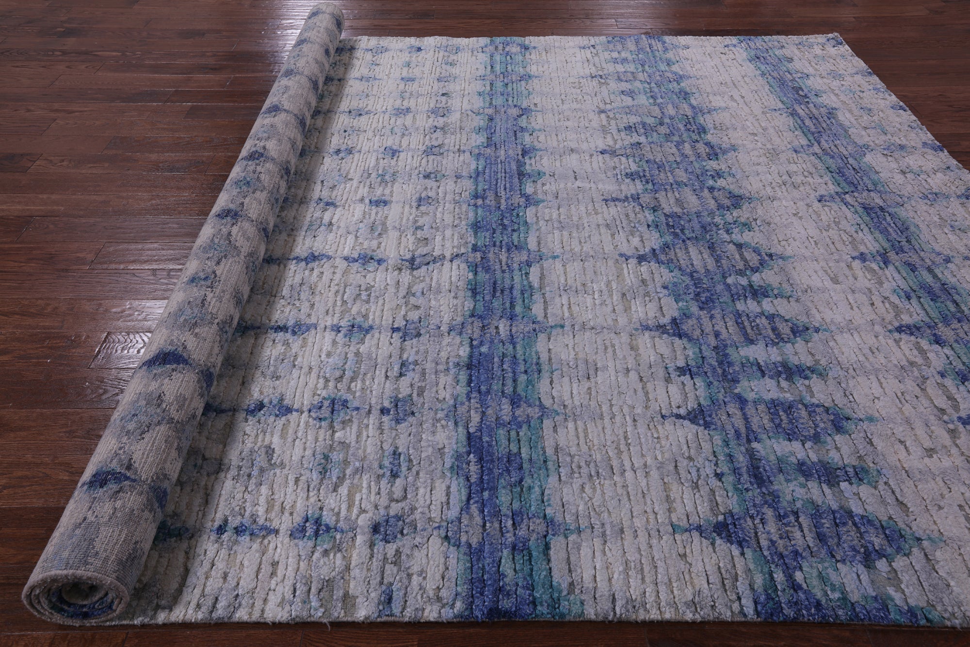 Contemporary Hand Knotted Wool & Silk Rug - 8' 8" X 12' 7" - Golden Nile