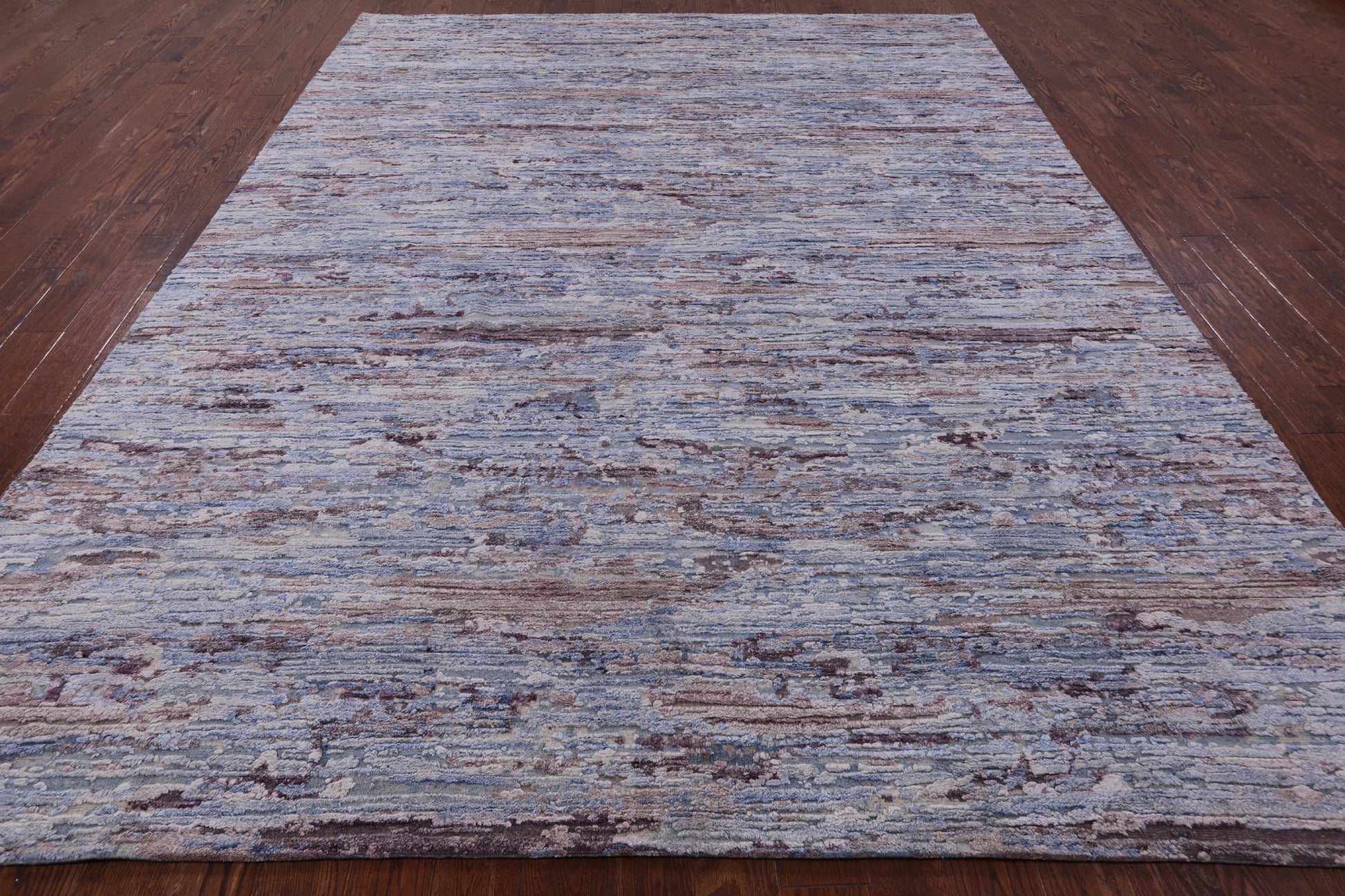Contemporary Hand Knotted Wool & Silk Rug - 8' 11" X 12' 0" - Golden Nile