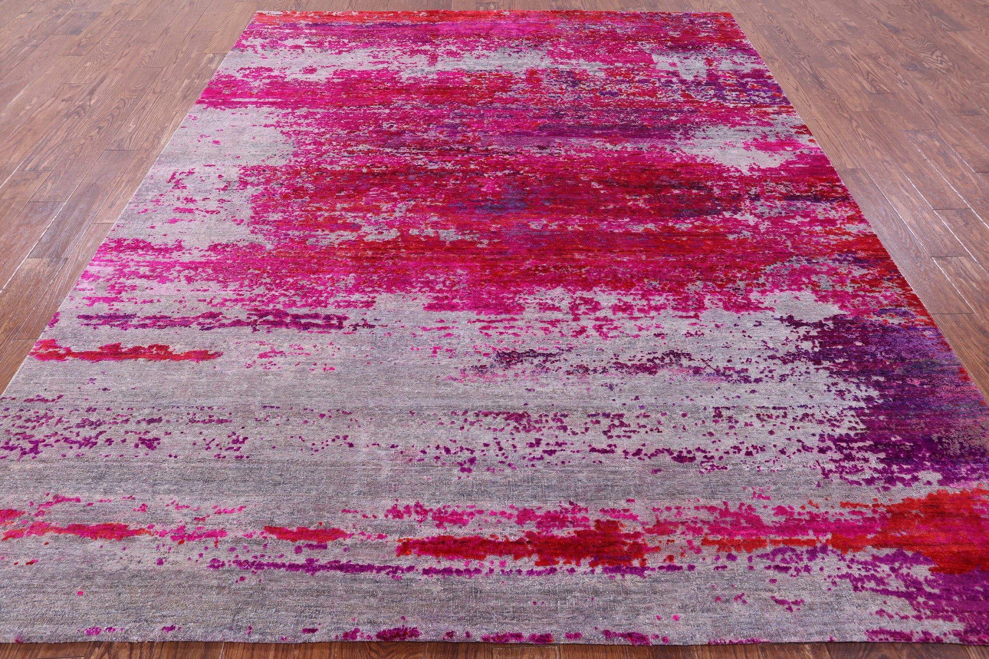 Abstract Modern Hand Knotted Wool & Silk Rug - 7' 11" X 10' 0" - Golden Nile