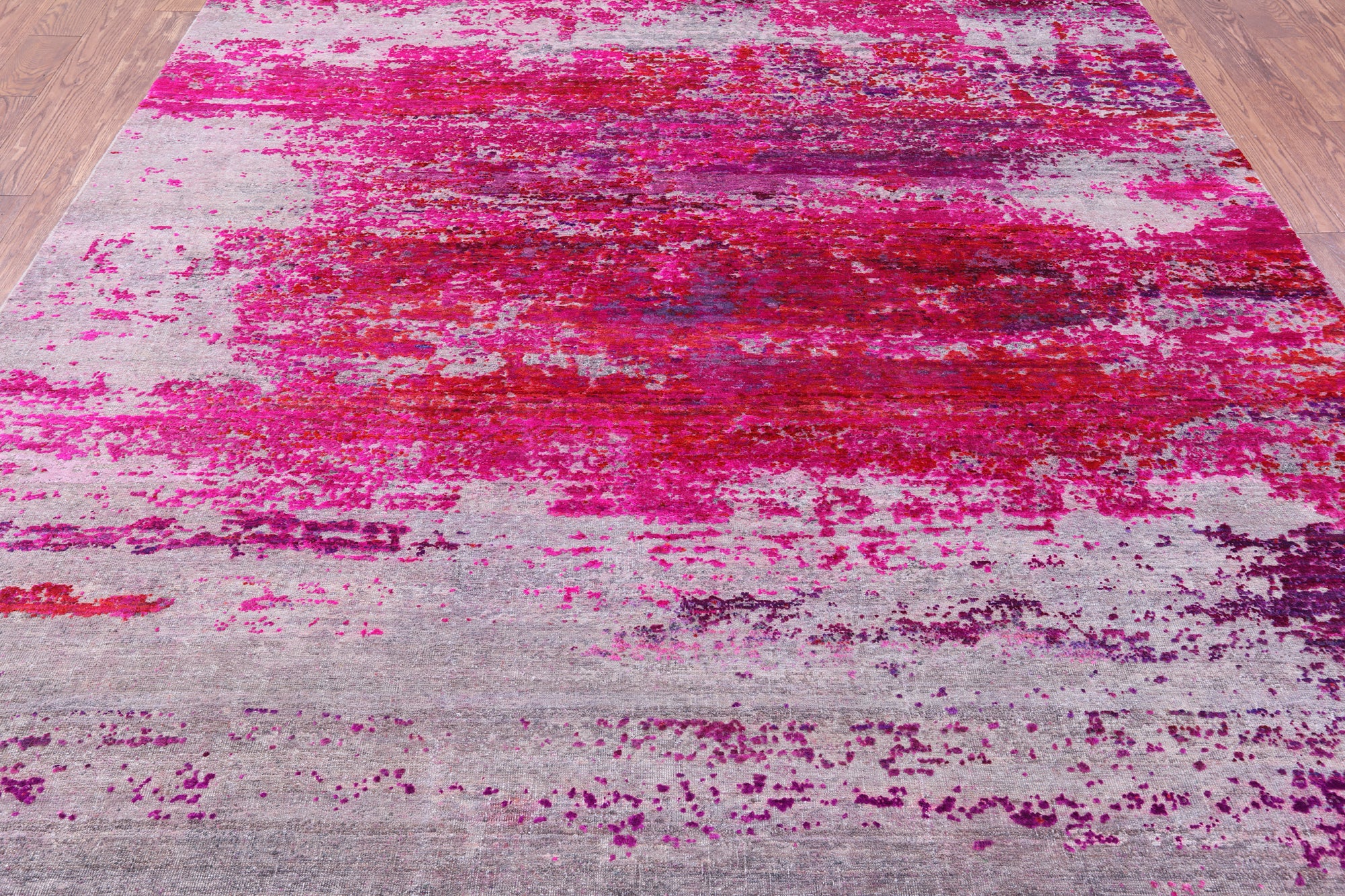 Abstract Modern Hand Knotted Wool & Silk Rug - 7' 11" X 10' 0" - Golden Nile