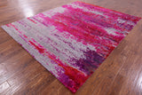 Abstract Modern Hand Knotted Wool & Silk Rug - 7' 11" X 10' 0" - Golden Nile