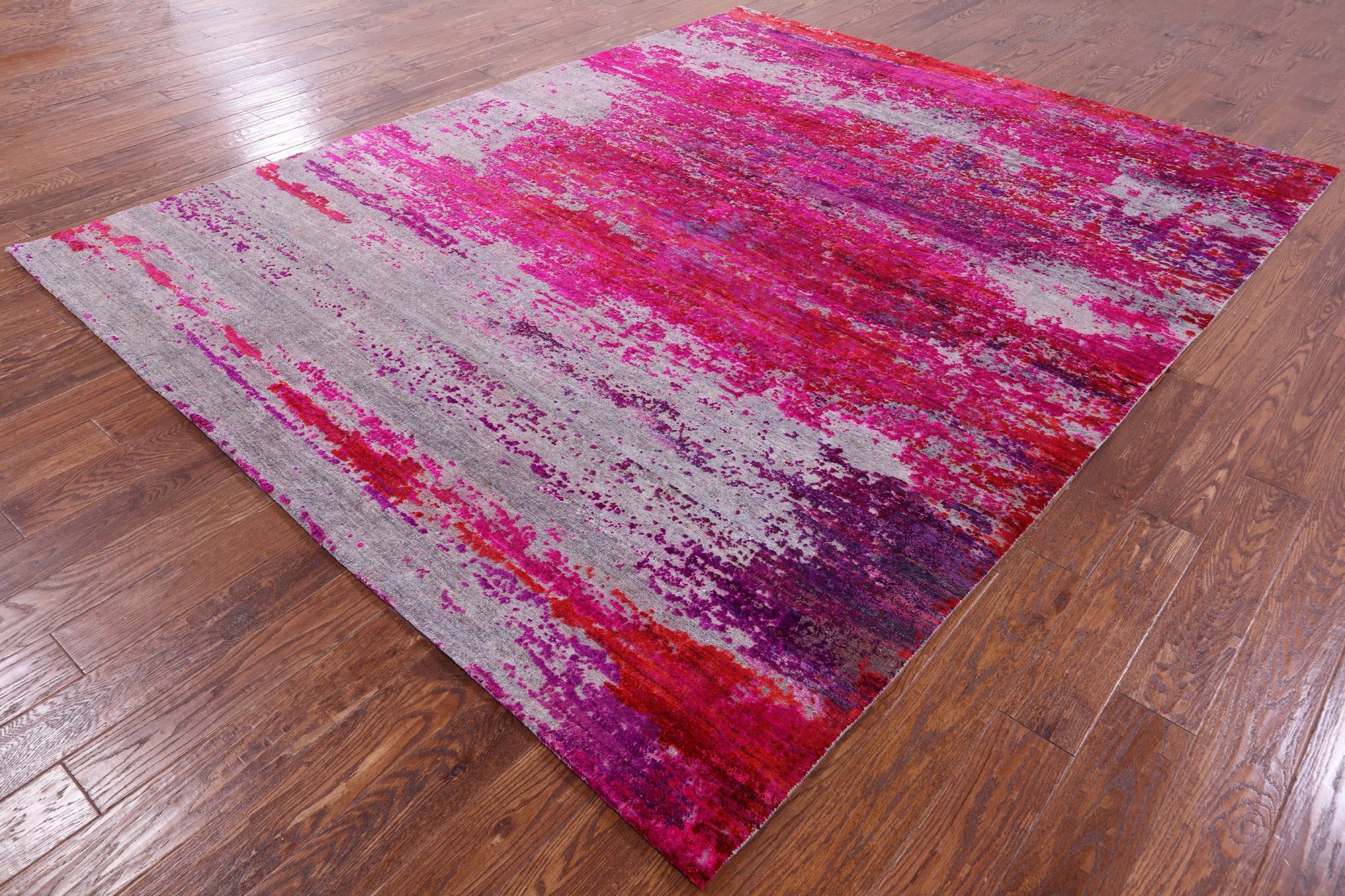 Abstract Modern Hand Knotted Wool & Silk Rug - 7' 11" X 10' 0" - Golden Nile