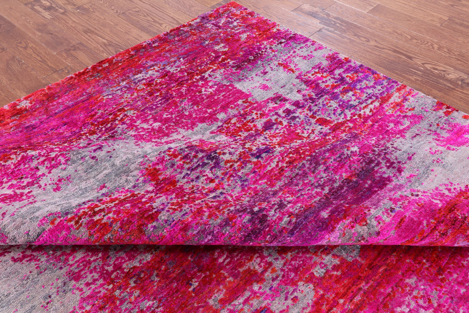 Abstract Modern Hand Knotted Wool & Silk Rug - 7' 11" X 10' 0" - Golden Nile