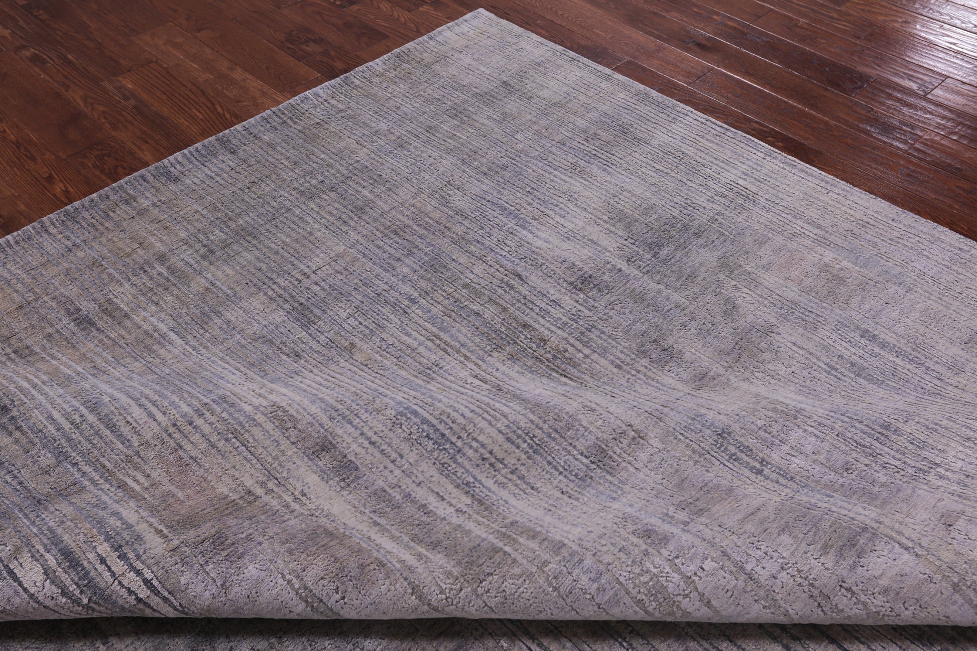 Abstract Modern Hand Knotted Wool & Silk Rug - 8' 11" X 11' 11" - Golden Nile