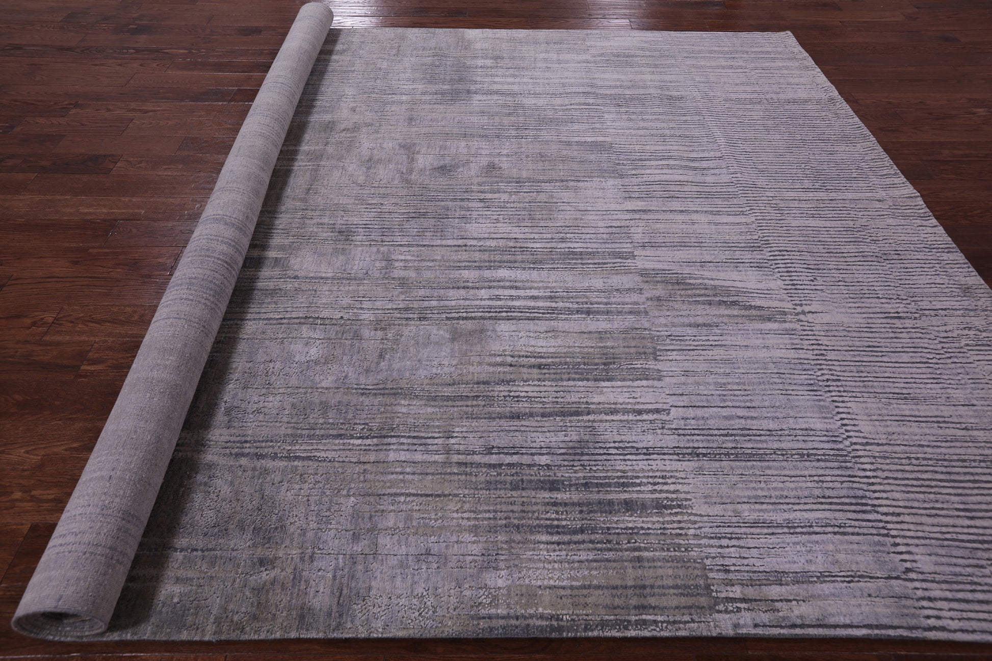 Abstract Modern Hand Knotted Wool & Silk Rug - 8' 11" X 11' 11" - Golden Nile