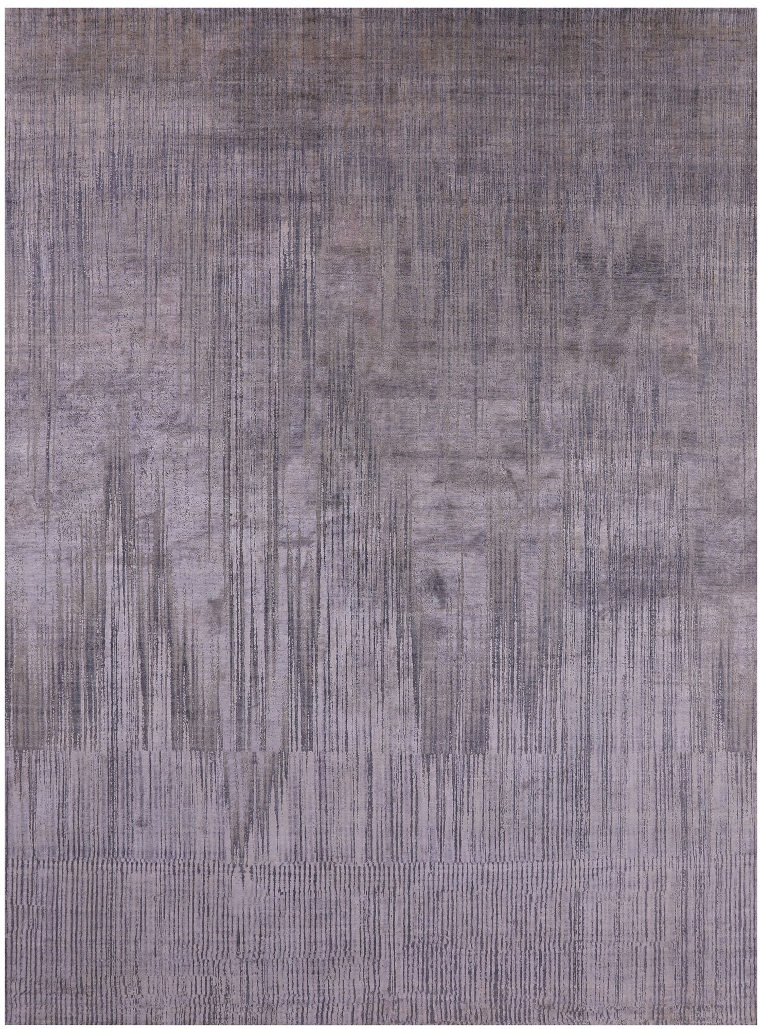 Abstract Modern Hand Knotted Wool & Silk Rug - 8' 11" X 11' 11" - Golden Nile