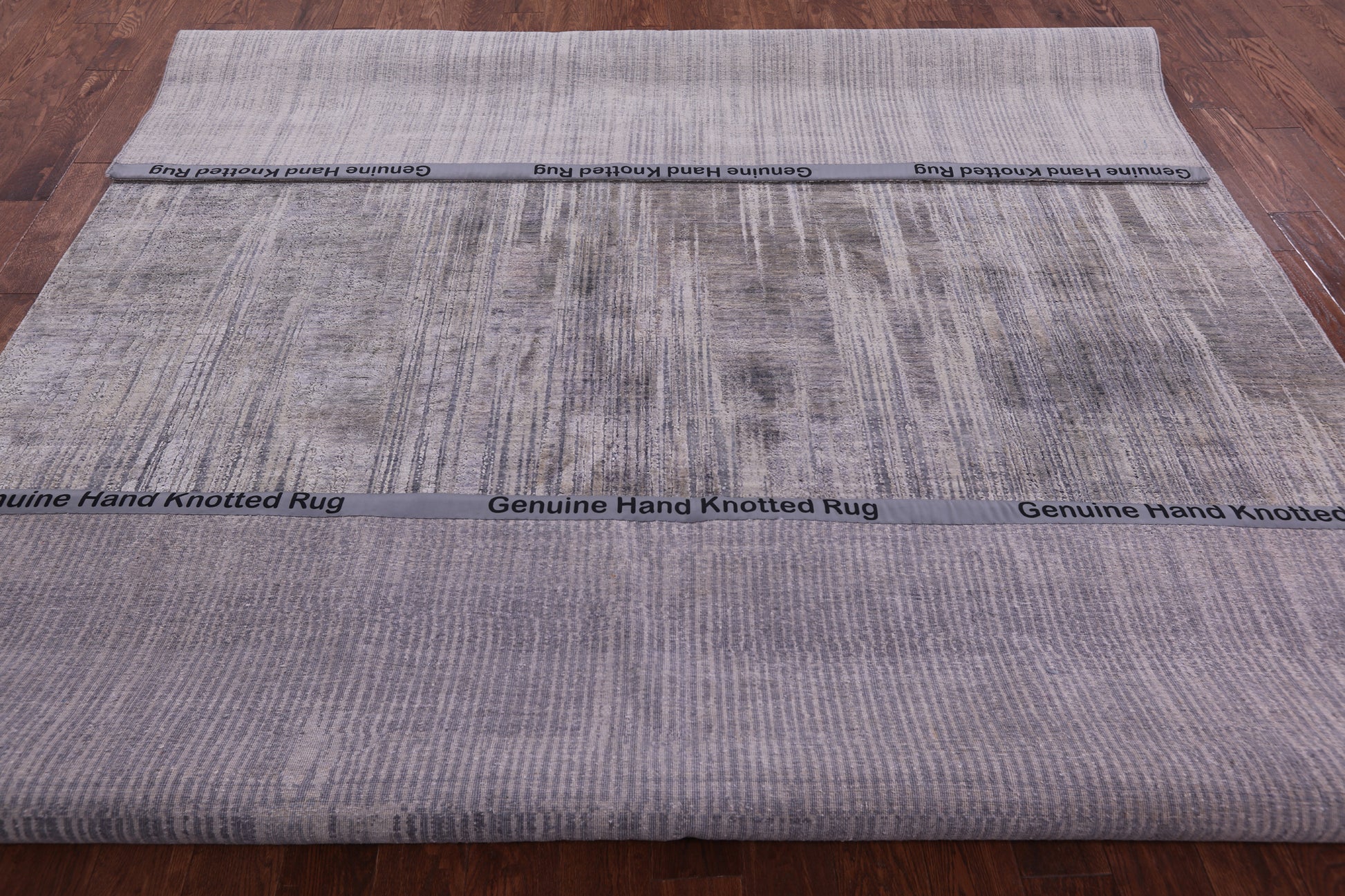 Abstract Modern Hand Knotted Wool & Silk Rug - 8' 11" X 11' 11" - Golden Nile