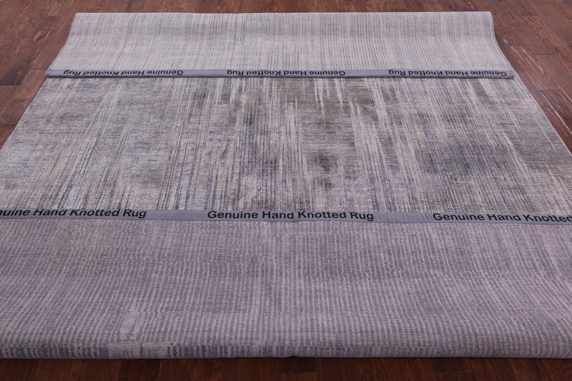 Abstract Modern Hand Knotted Wool & Silk Rug - 8' 11" X 11' 11" - Golden Nile