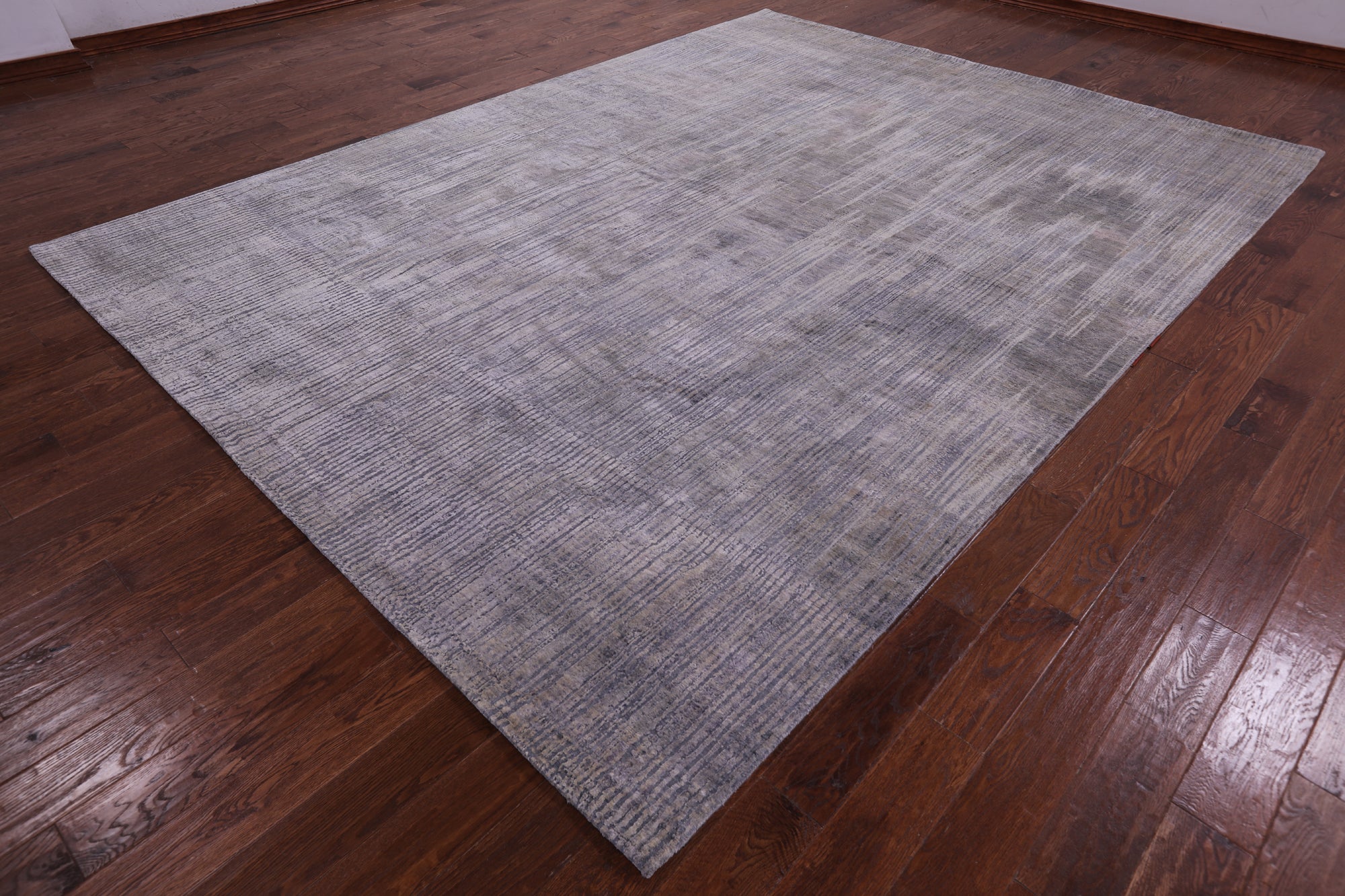 Abstract Modern Hand Knotted Wool & Silk Rug - 8' 11" X 11' 11" - Golden Nile