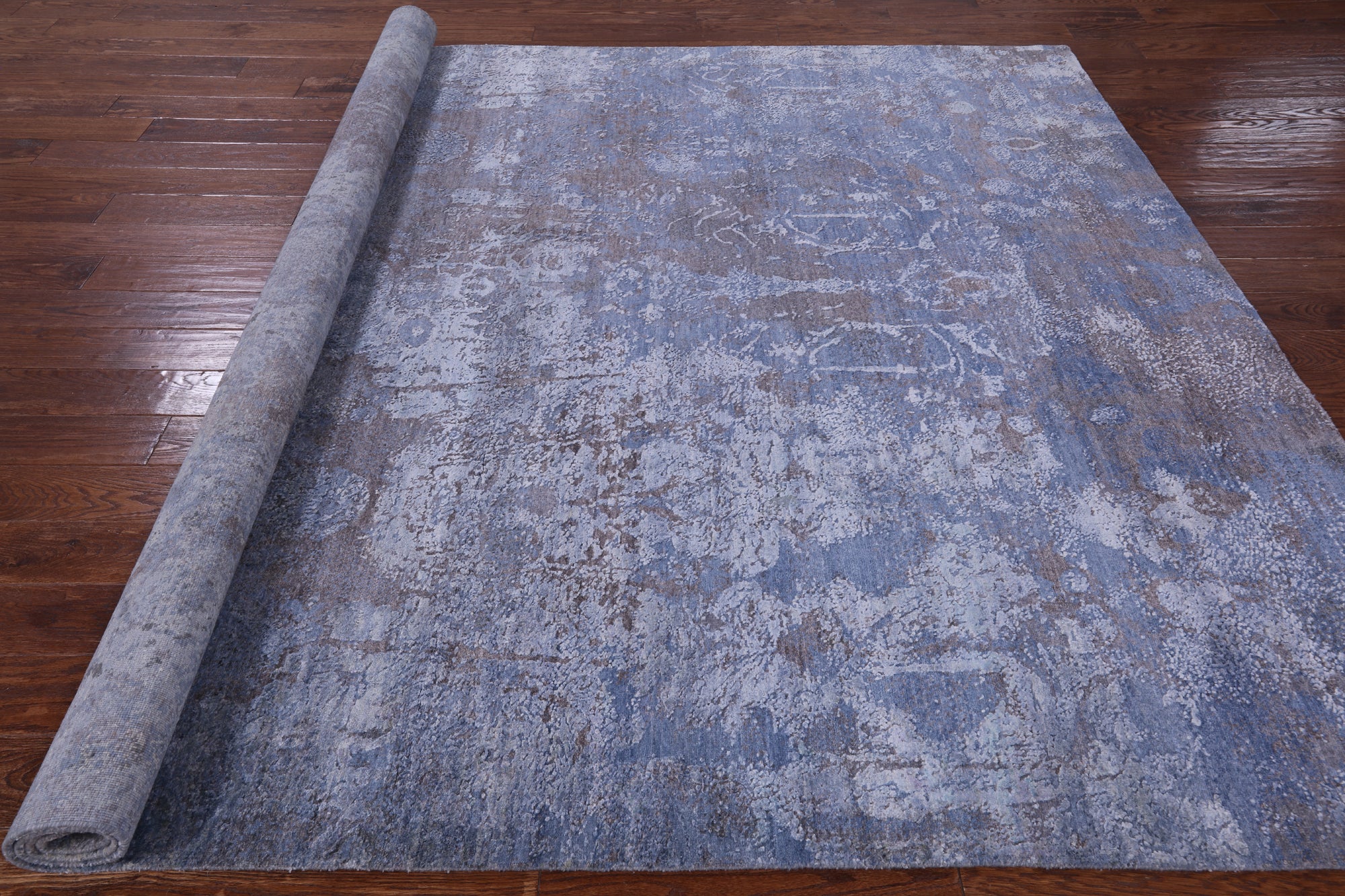Abstract Contemporary Hand Knotted Wool & Silk Rug - 7' 11" X 10' 0" - Golden Nile