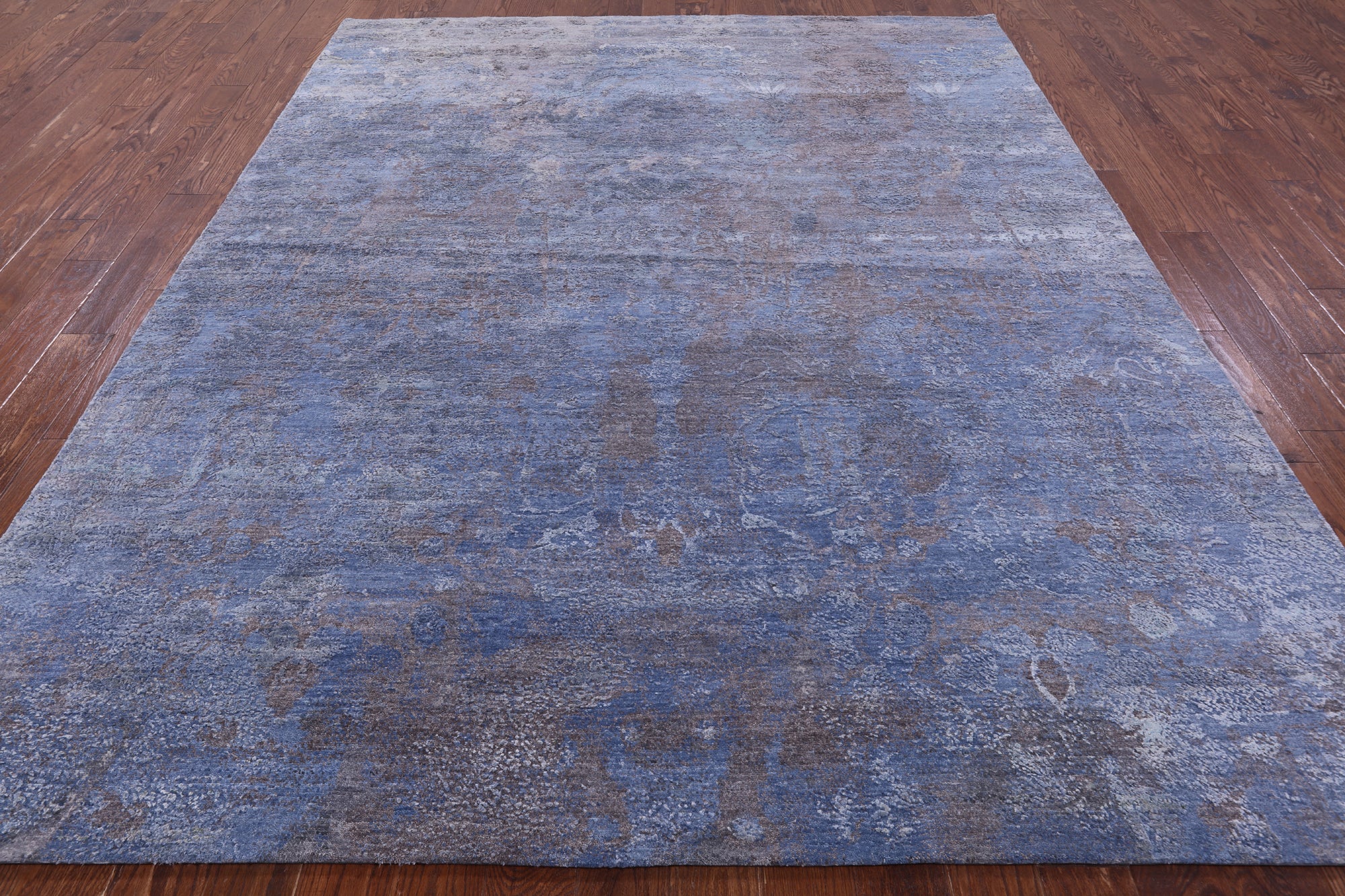 Abstract Contemporary Hand Knotted Wool & Silk Rug - 7' 11" X 10' 0" - Golden Nile