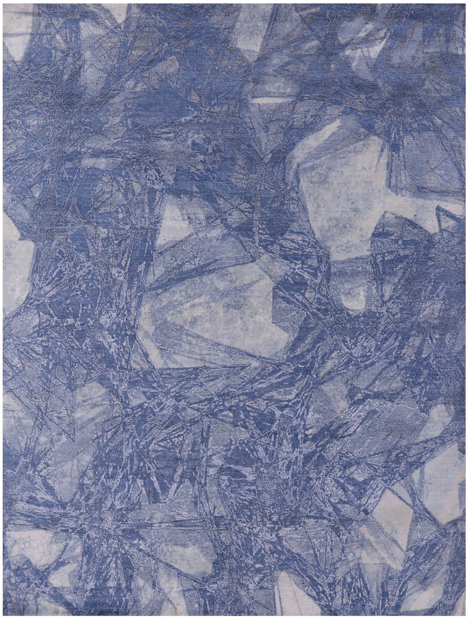 Abstract Modern Hand Knotted Wool & Silk Rug - 7' 11" X 10' 0" - Golden Nile