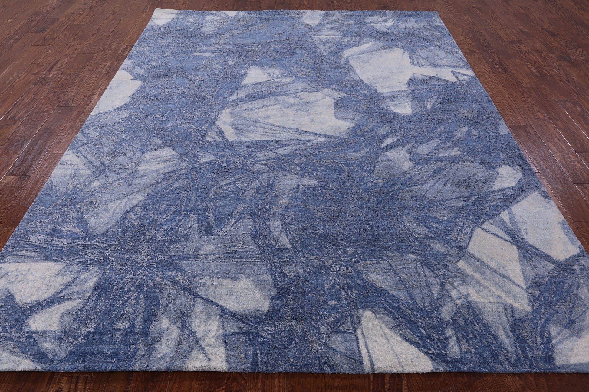 Abstract Modern Hand Knotted Wool & Silk Rug - 7' 11" X 10' 0" - Golden Nile
