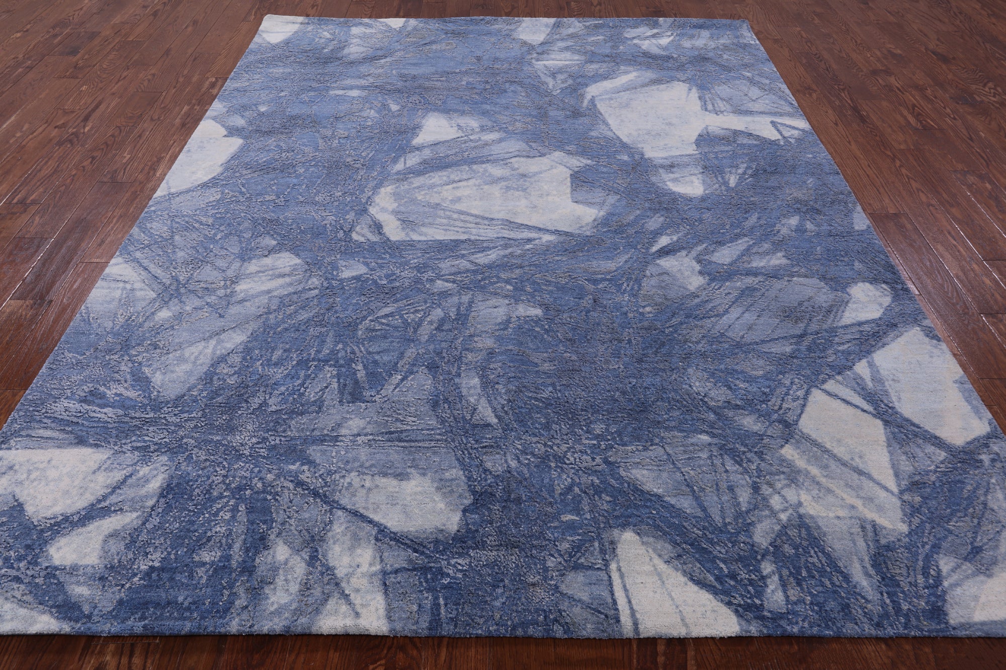 Abstract Modern Hand Knotted Wool & Silk Rug - 7' 11" X 10' 0" - Golden Nile