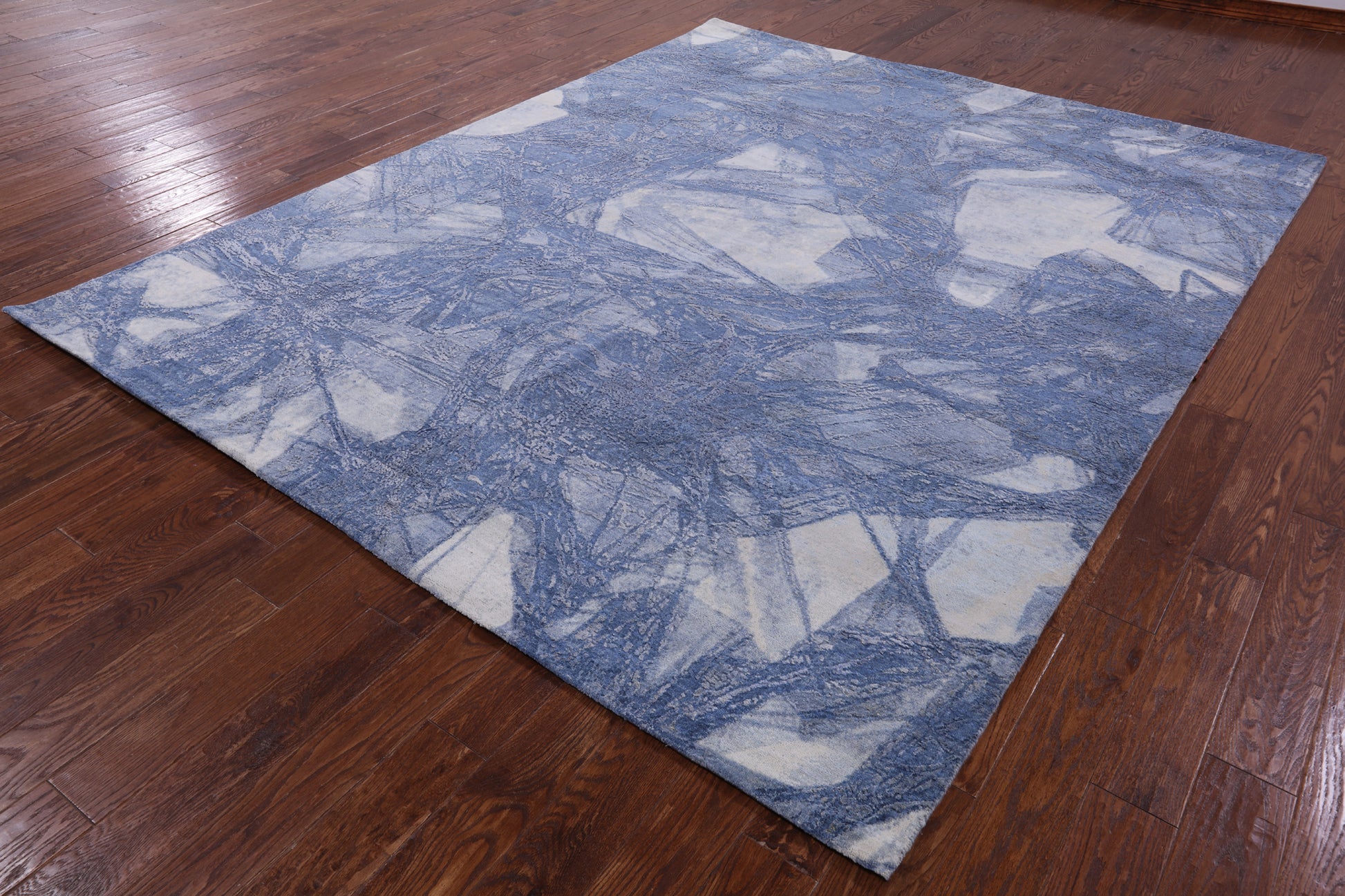 Abstract Modern Hand Knotted Wool & Silk Rug - 7' 11" X 10' 0" - Golden Nile