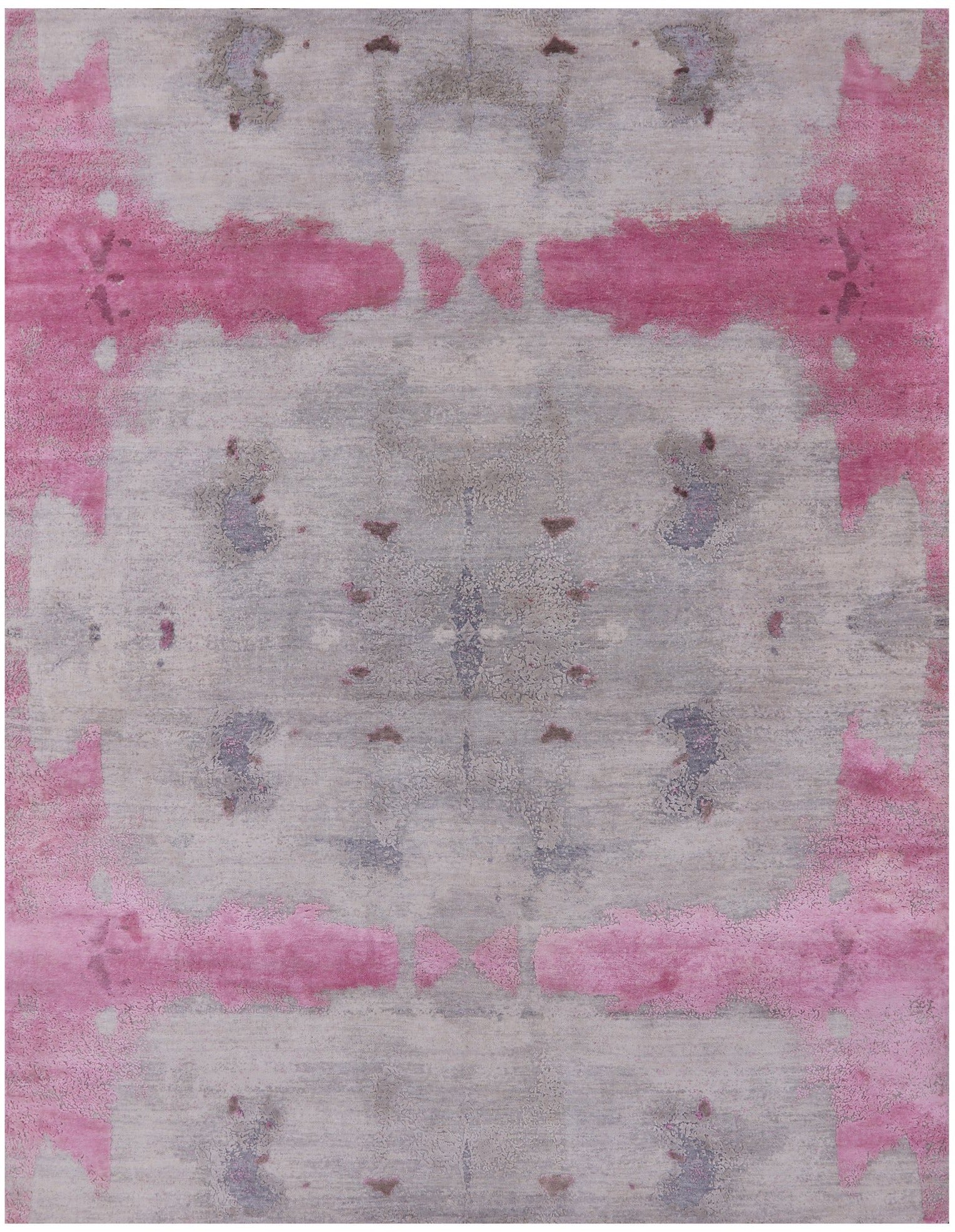 Abstract Modern Hand Knotted Wool & Silk Rug - 8' 0" X 10' 3" - Golden Nile